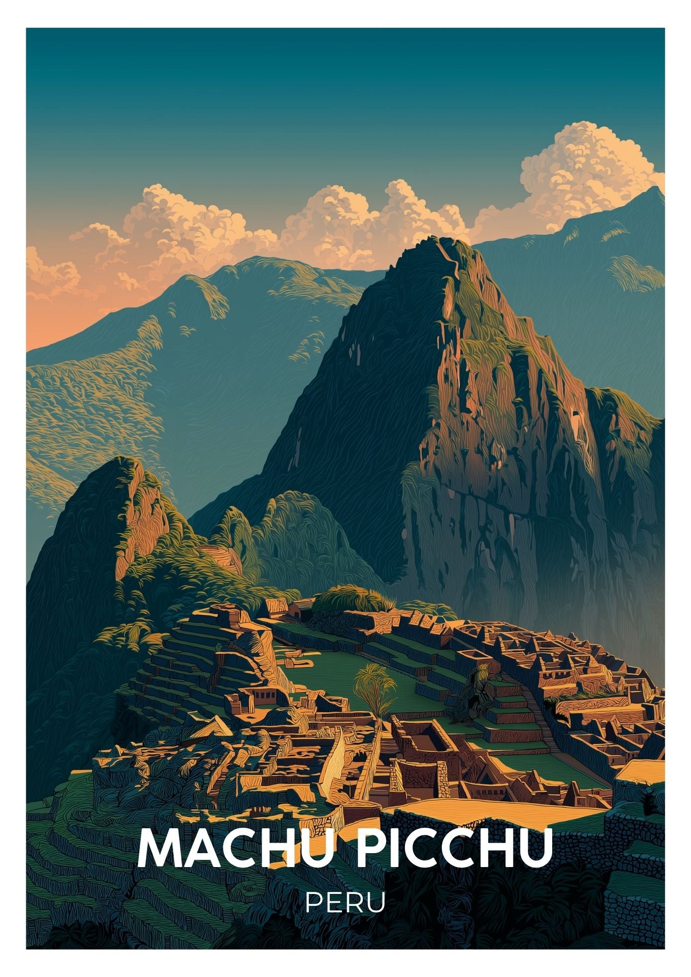 Vintage Machu Picchu Peru travel poster wall art print – Atlas Prints