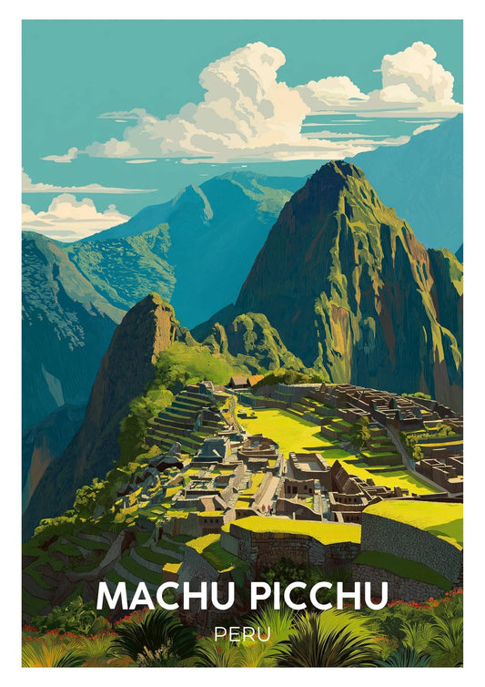 Vintage Machu Picchu travel poster wall art print - Atlas Prints 