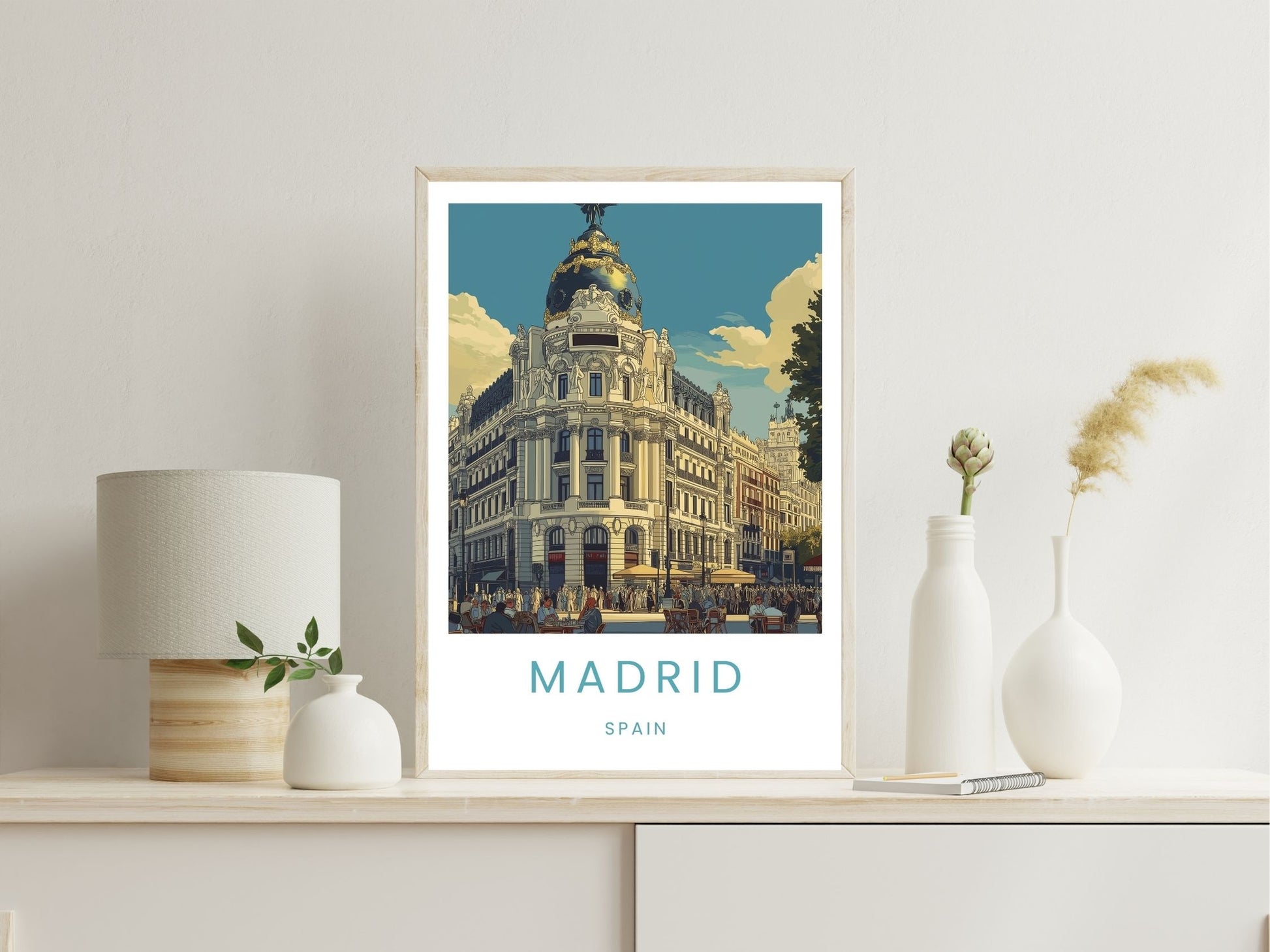 Madrid Spain wall art print displayed in bedroom – Atlas Prints