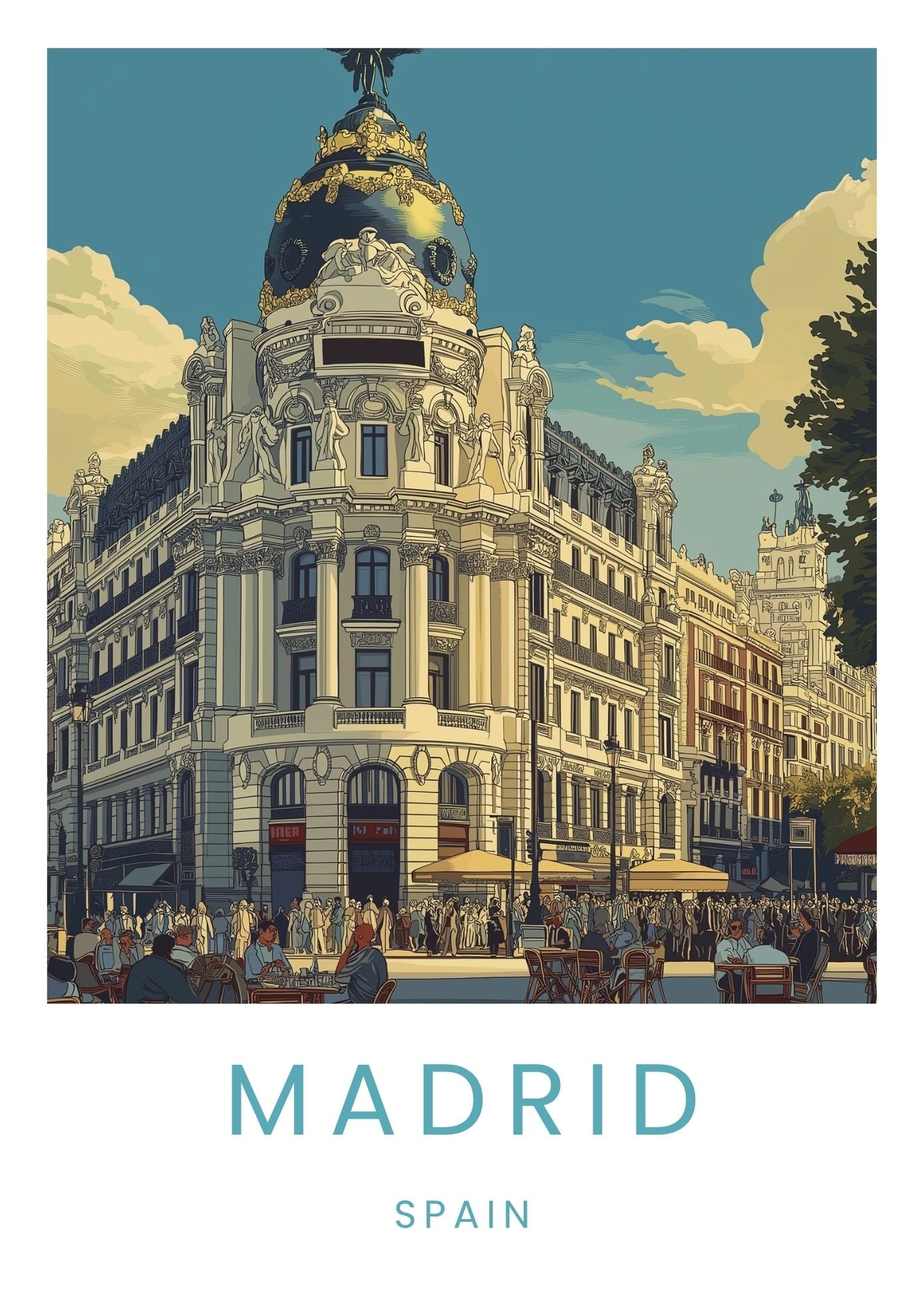 Vintage Madrid Spain travel poster wall art print – Atlas Prints