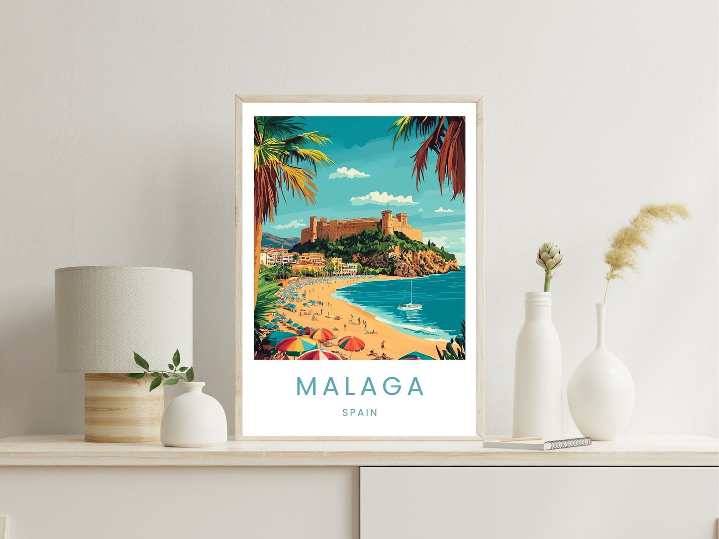Malaga Spain wall art print displayed in bedroom – Atlas Prints