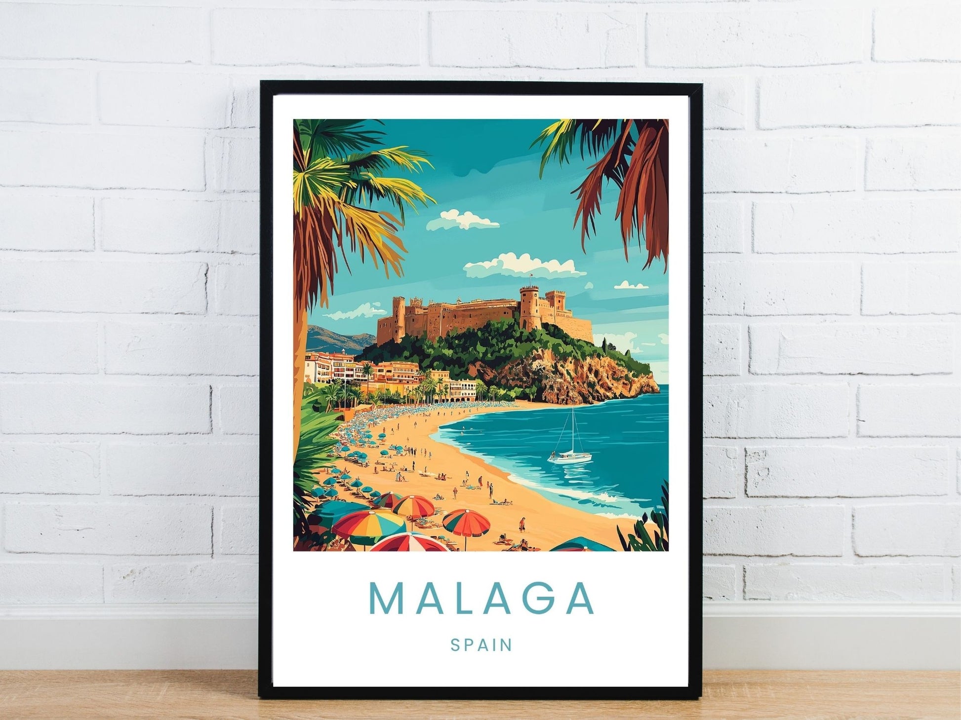 Minimal Malaga Spain travel art poster – Atlas Prints