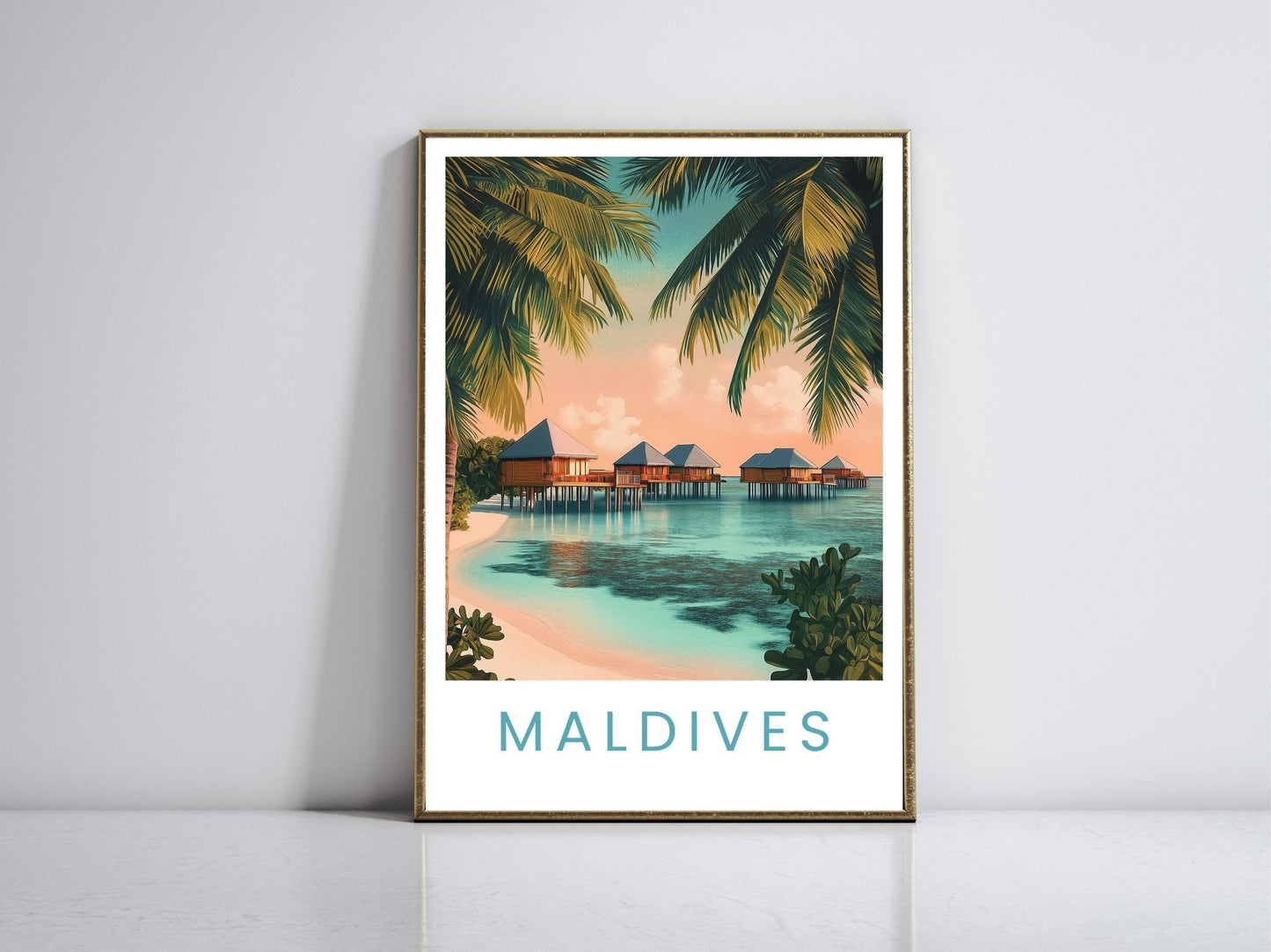 Maldives Beach framed vintage travel poster – Atlas Prints