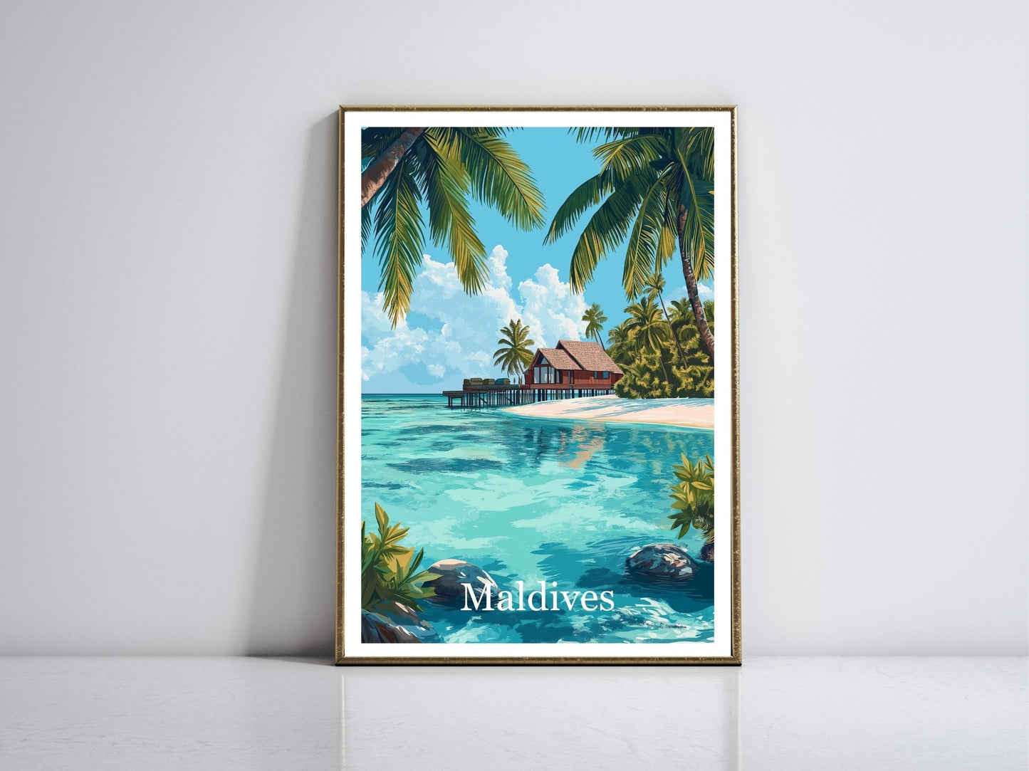 Maldives framed vintage travel poster – Atlas Prints