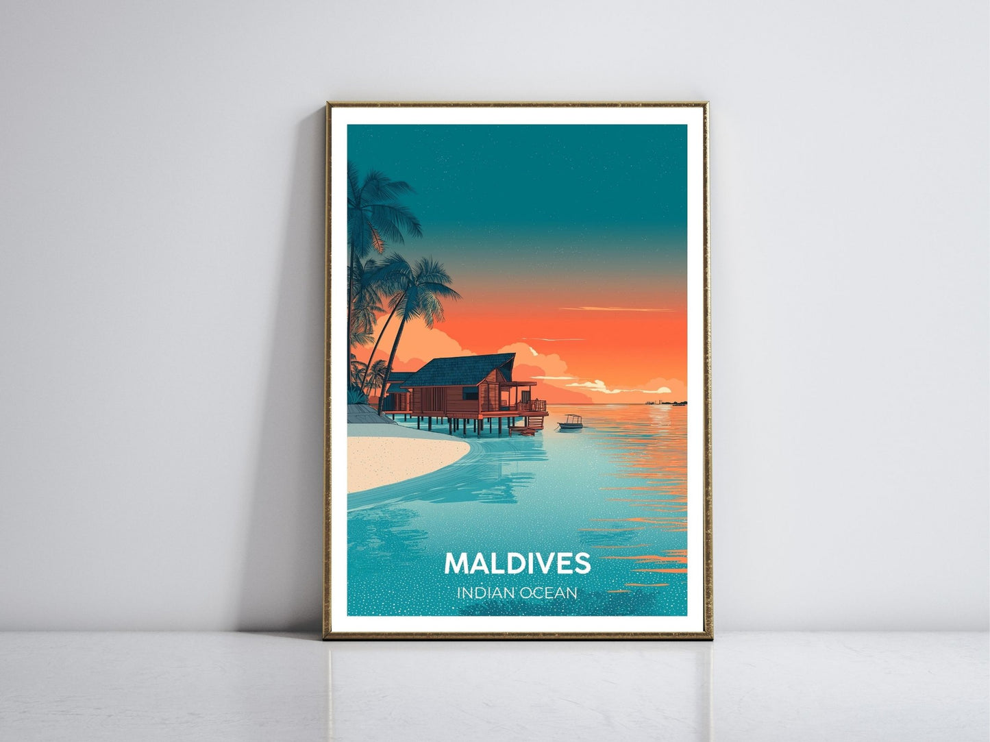 Maldives Indian Ocean framed vintage travel poster – Atlas Prints