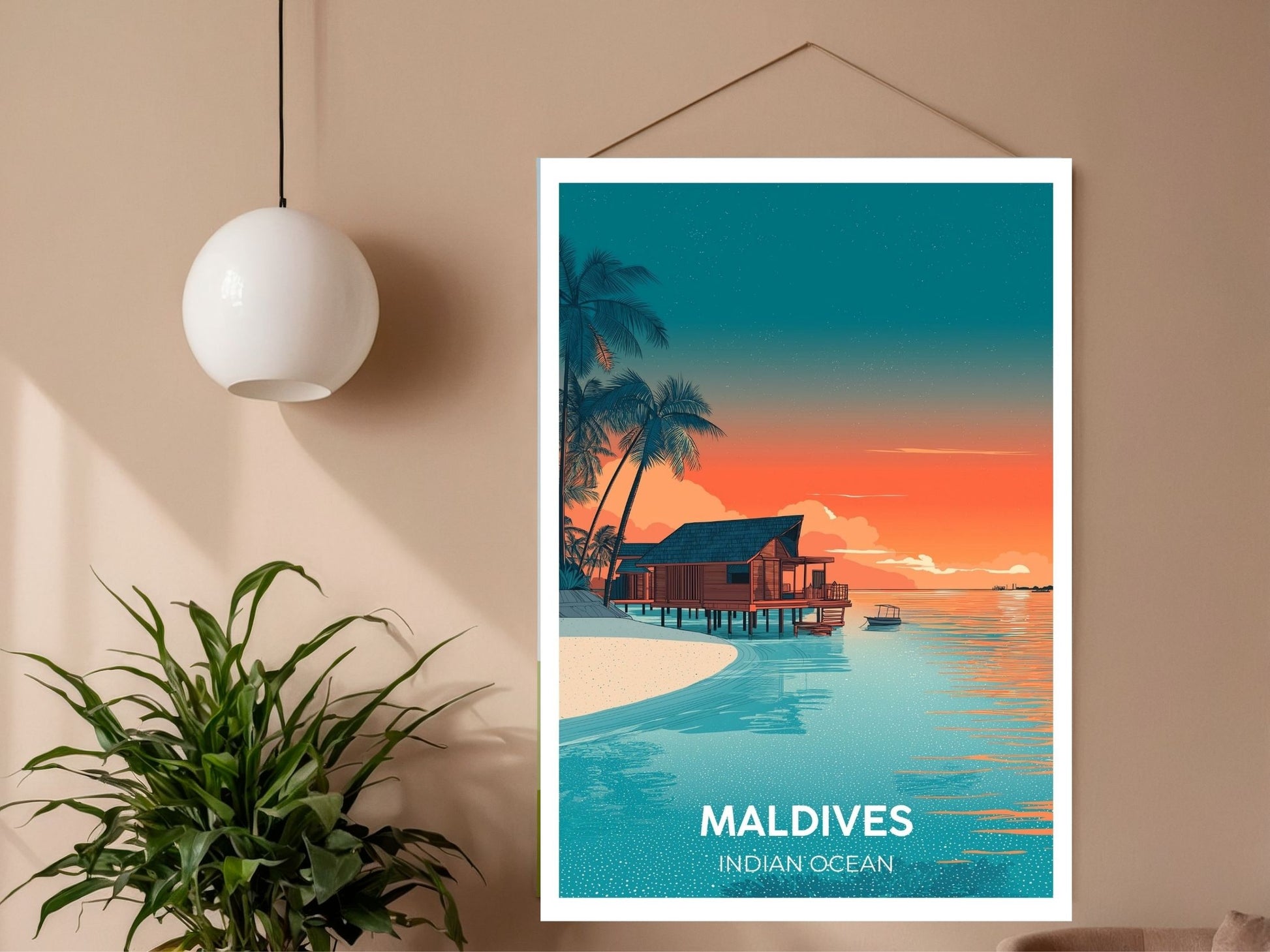 Close-up of Maldives Indian Ocean travel poster matte texture – Atlas Prints