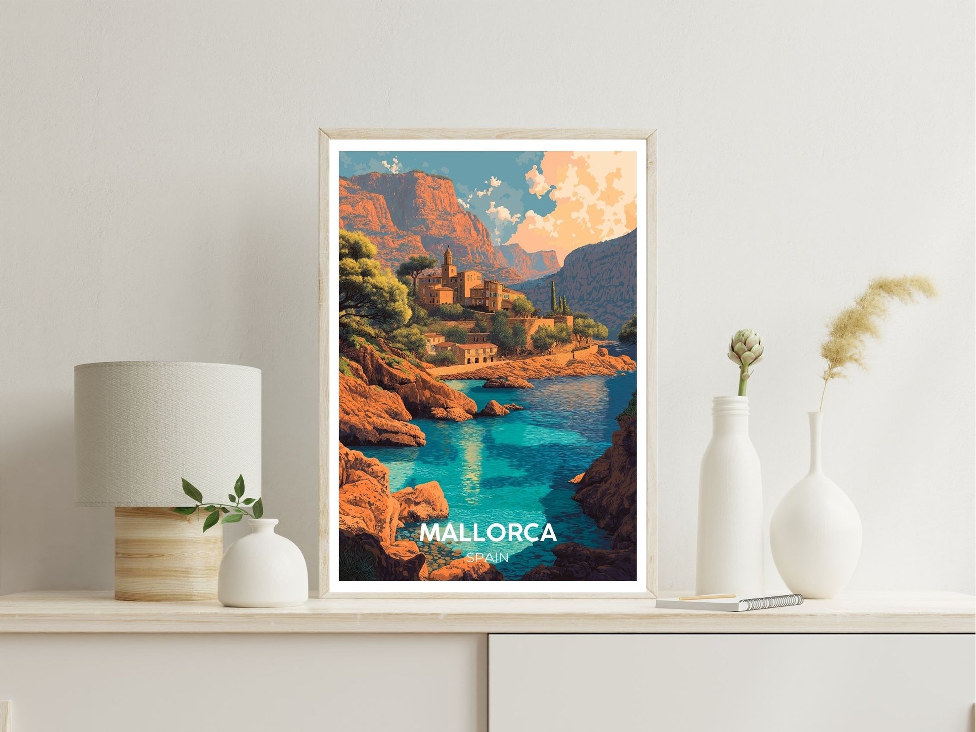 Mallorca Spain wall art print displayed in bedroom – Atlas Prints