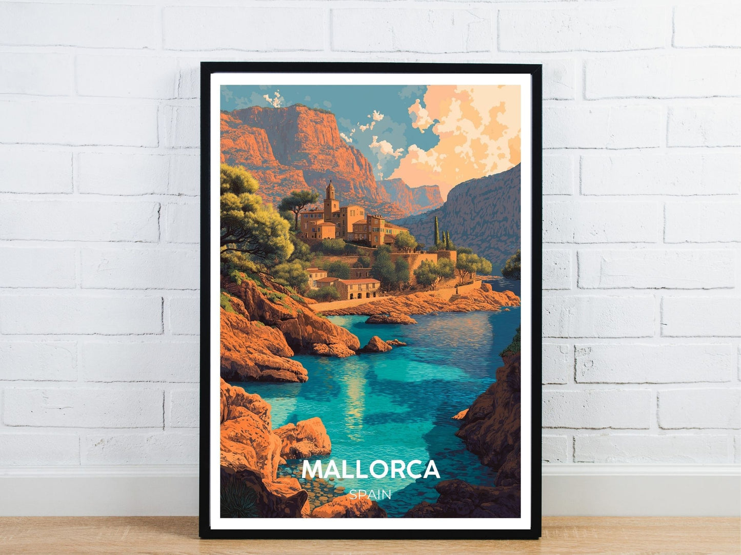 Minimal Mallorca Spain travel art poster – Atlas Prints