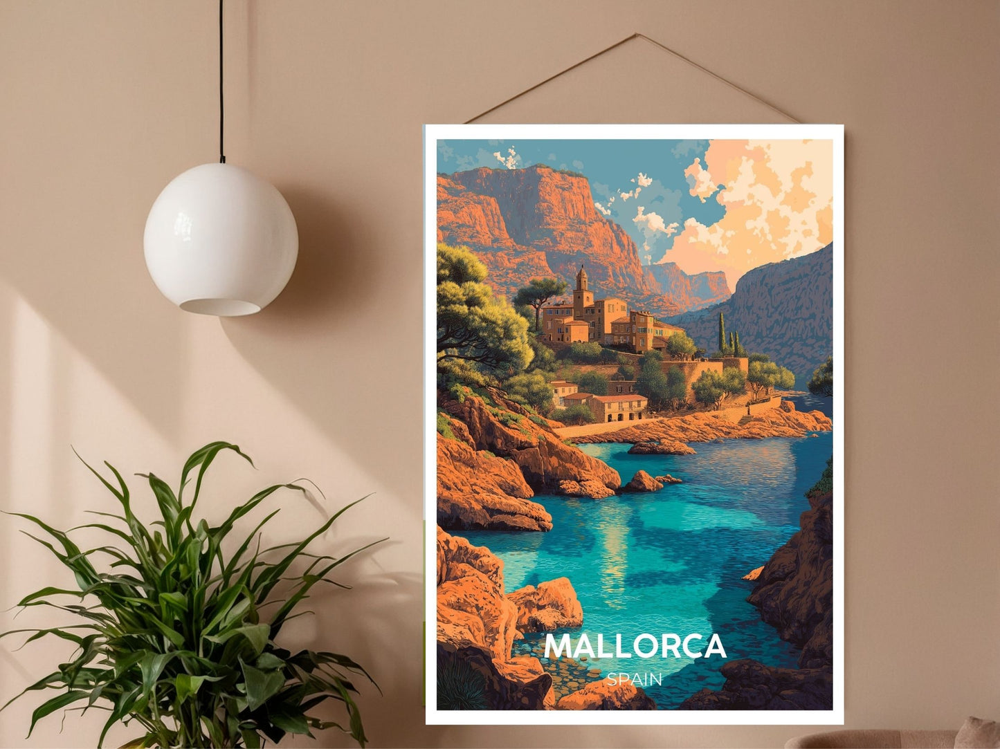 Close-up of Mallorca Spain travel poster matte texture – Atlas Prints