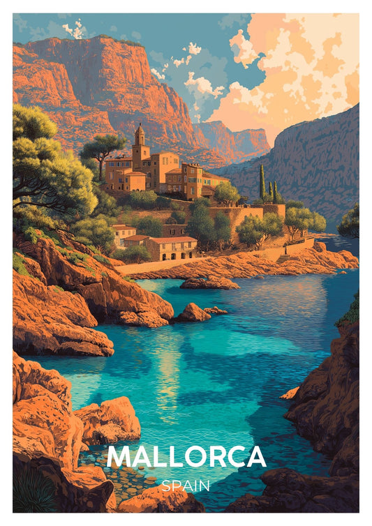 Vintage Mallorca Spain travel poster wall art print – Atlas Prints