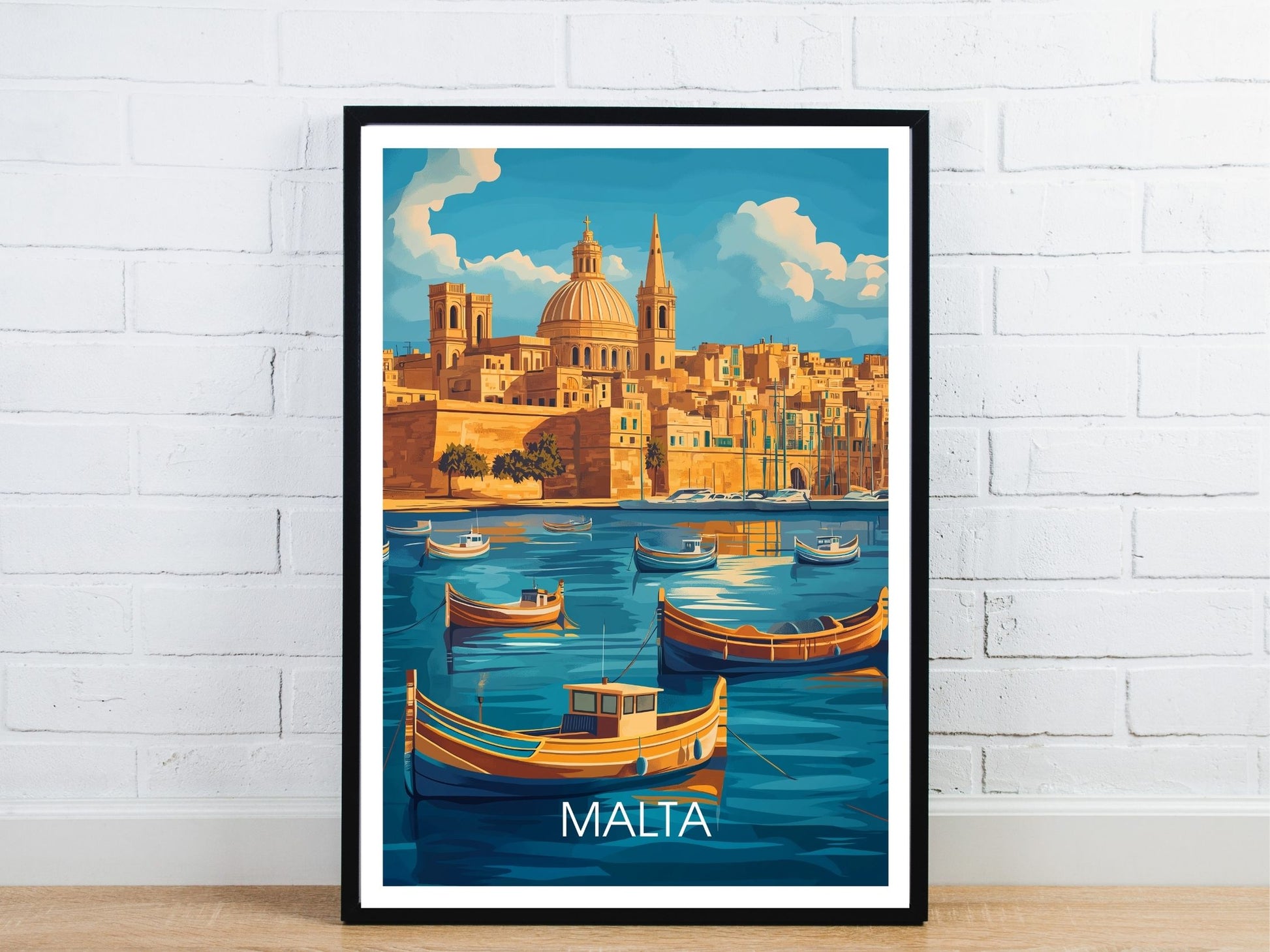 Minimal Malta travel art poster – Atlas Prints