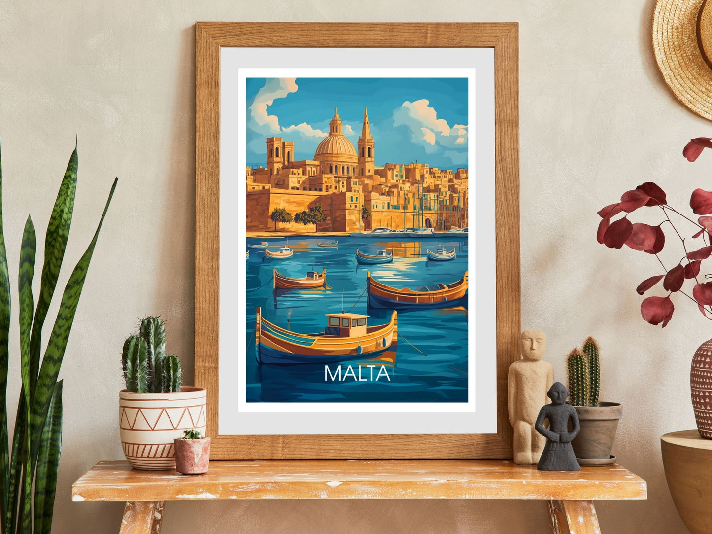 Close-up of Malta travel poster matte texture – Atlas Prints