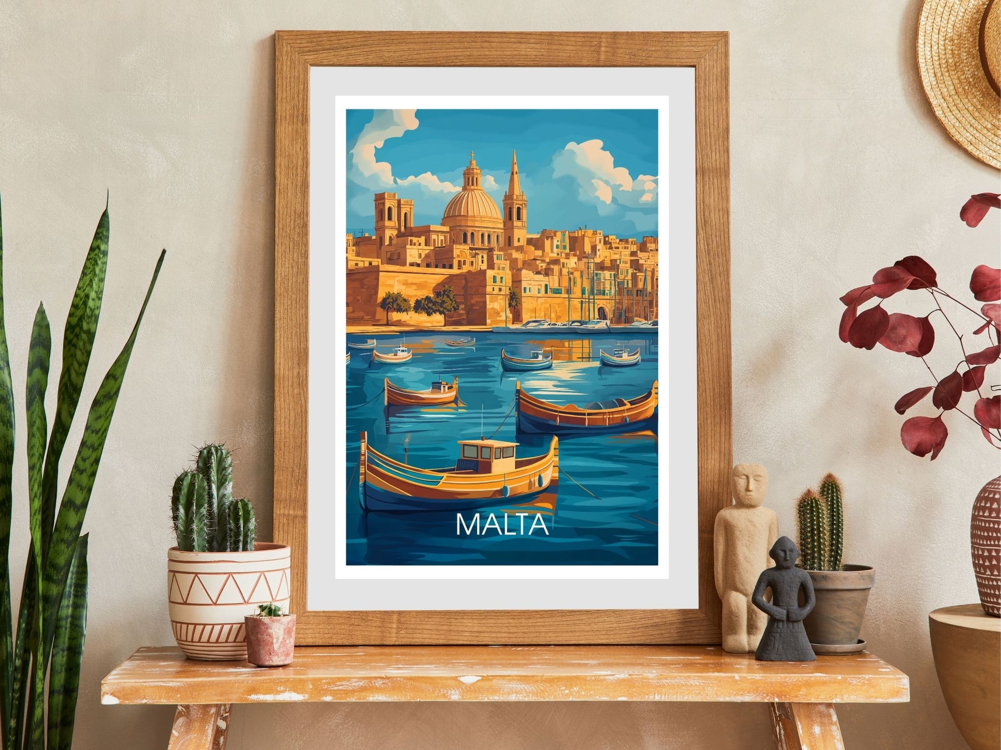 Close-up of Malta travel poster matte texture – Atlas Prints