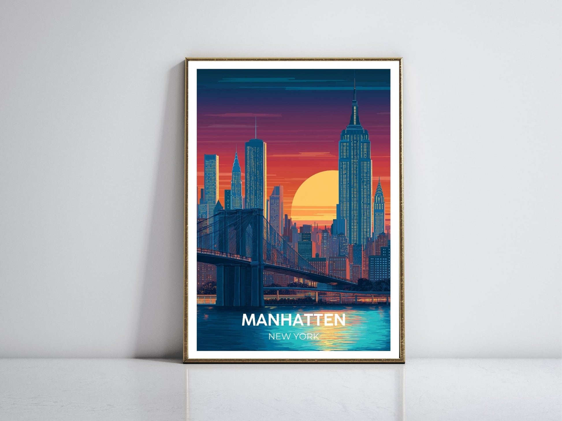 Manhatten New York framed vintage travel poster – Atlas Prints