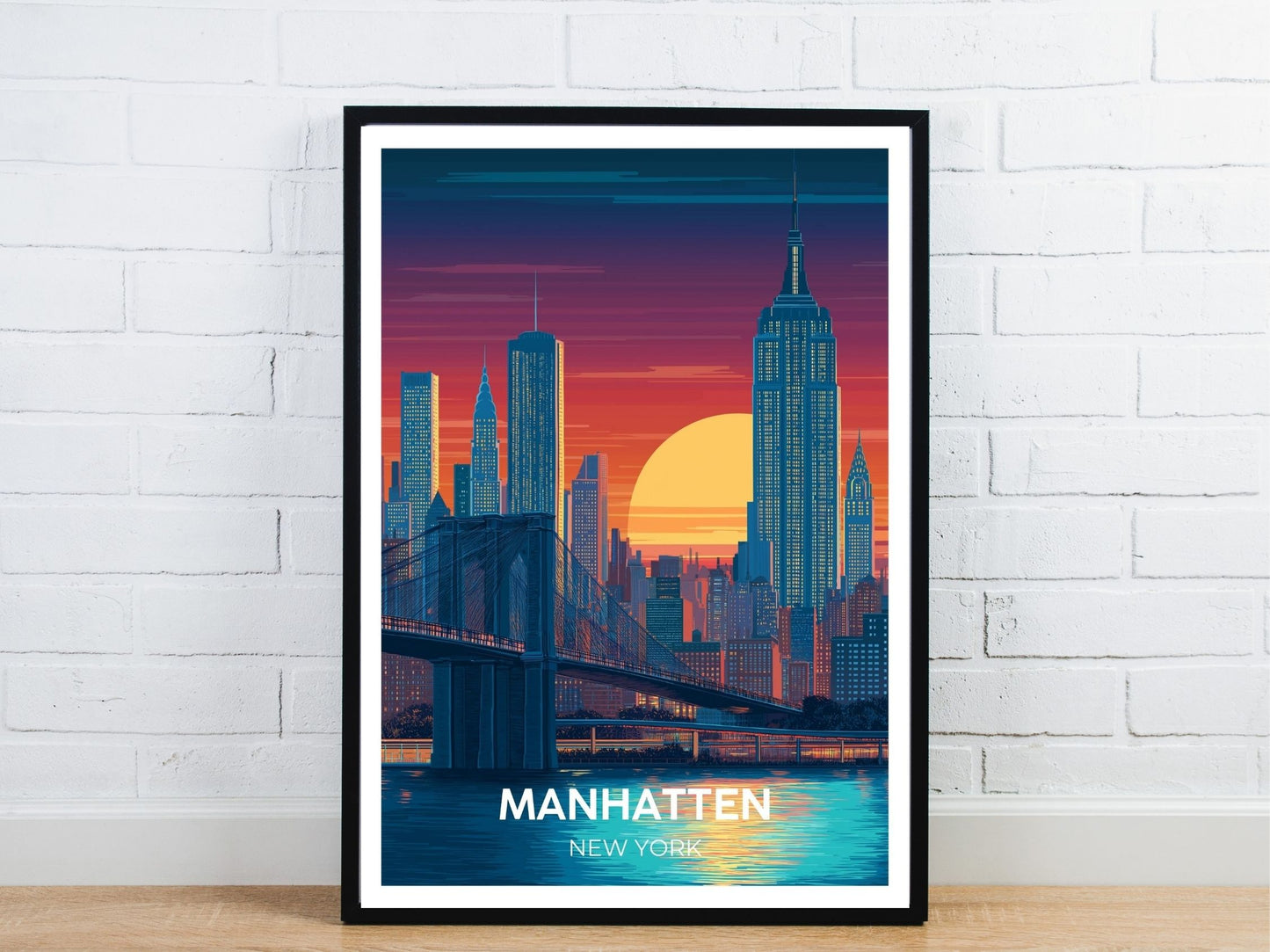 Minimal Manhatten New York travel art poster – Atlas Prints