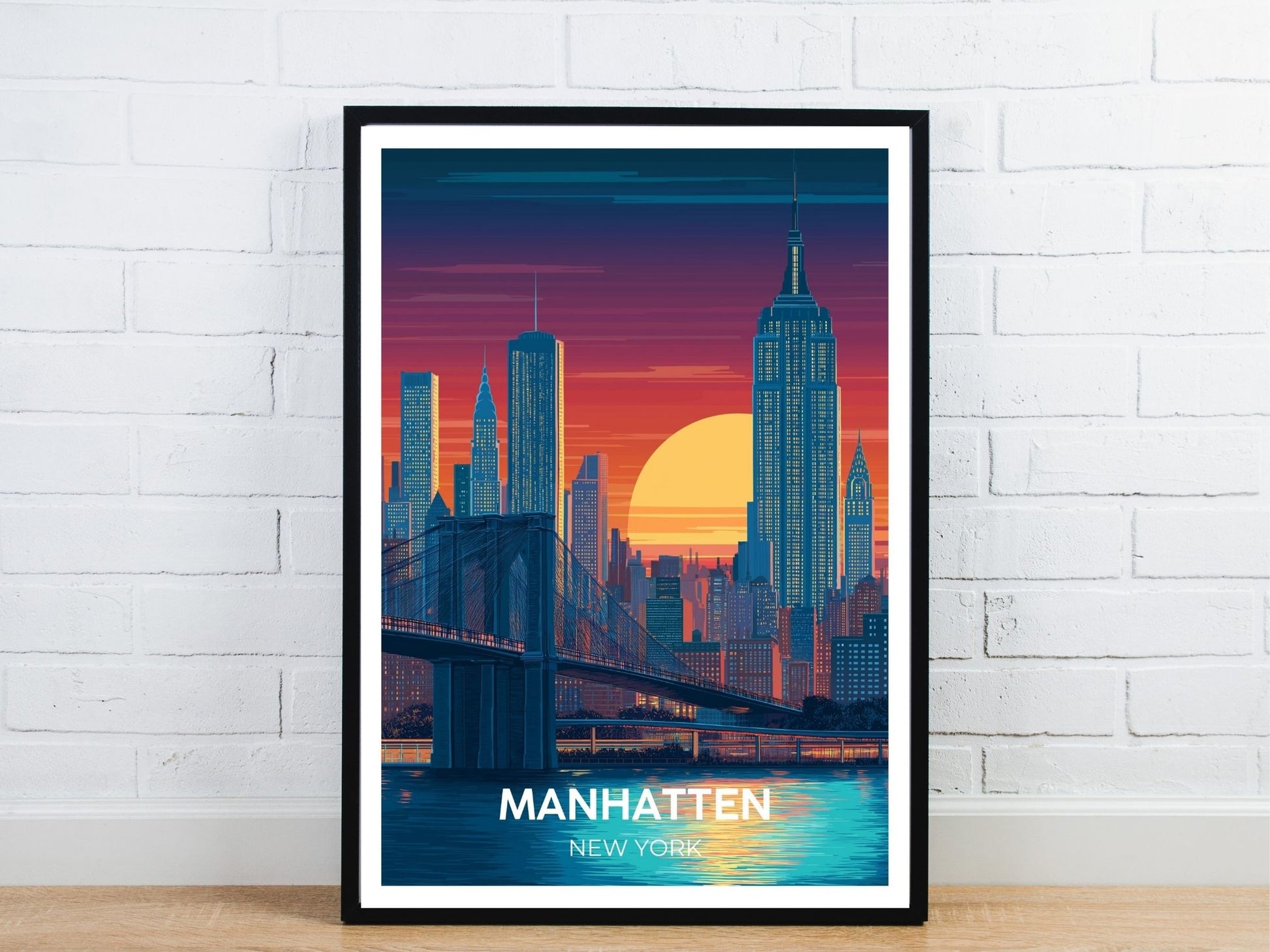 Minimal Manhatten New York travel art poster – Atlas Prints