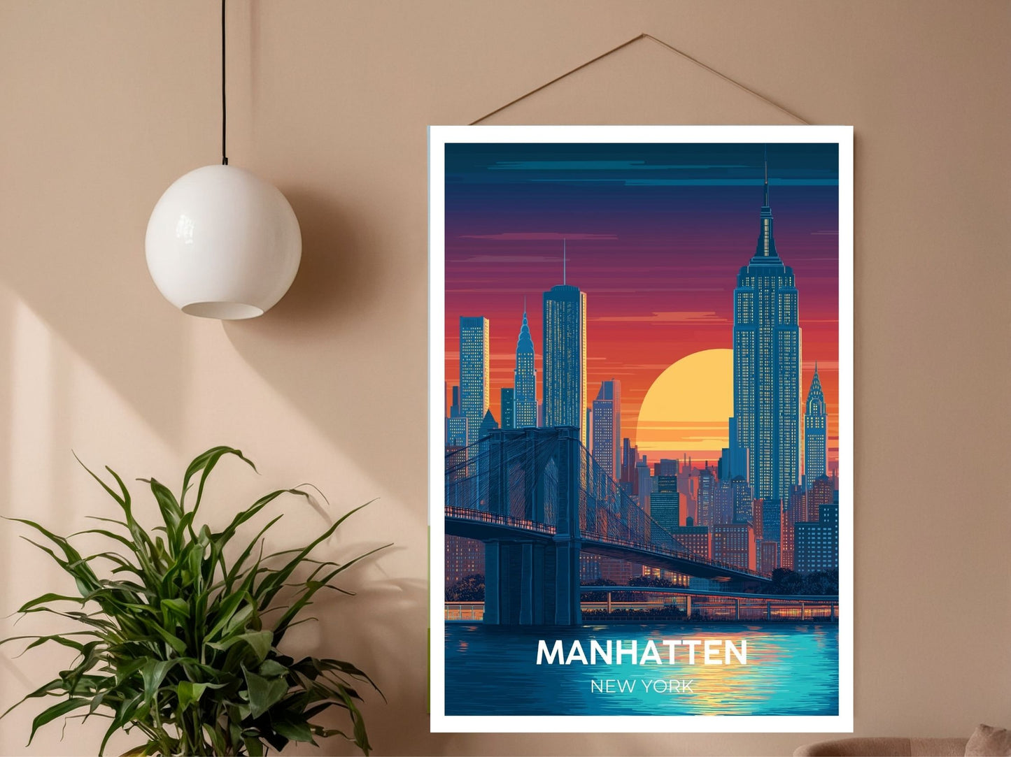 Close-up of Manhatten New York travel poster matte texture – Atlas Prints
