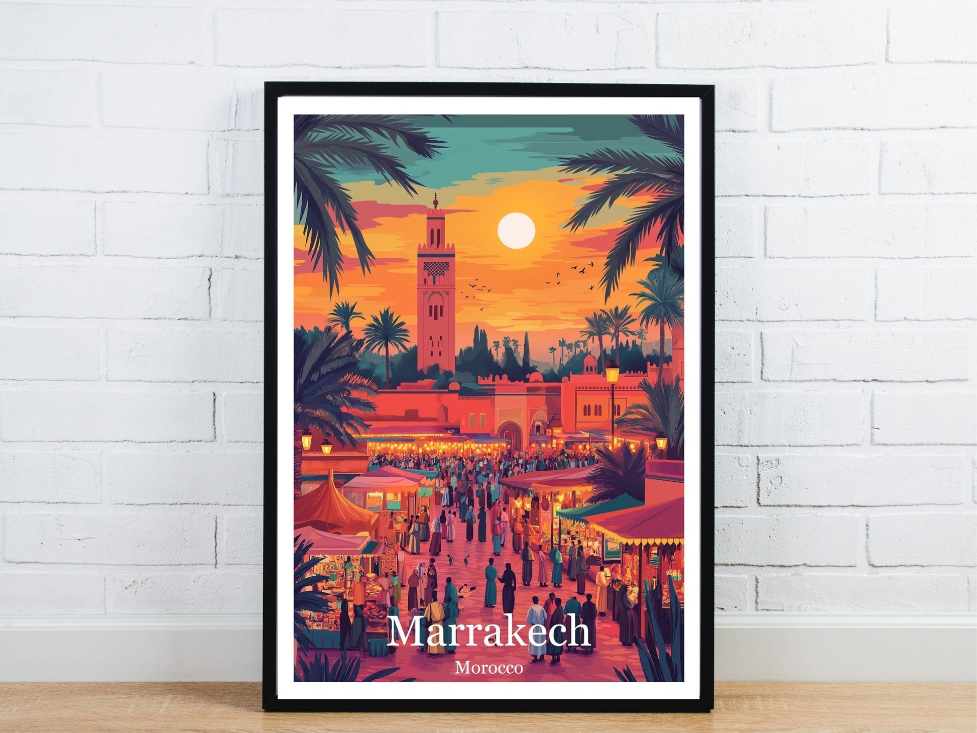 Minimal Marrakech travel art poster – Atlas Prints