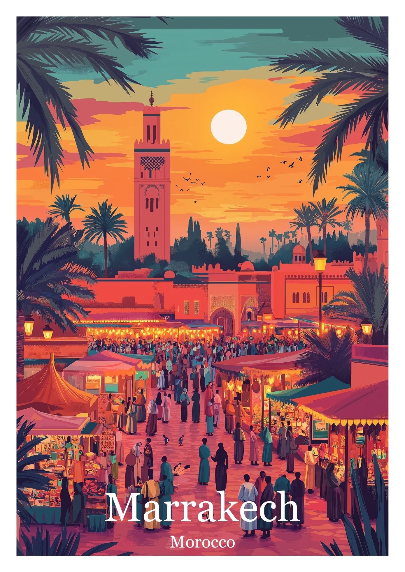 Vintage Marrakech travel poster wall art print – Atlas Prints