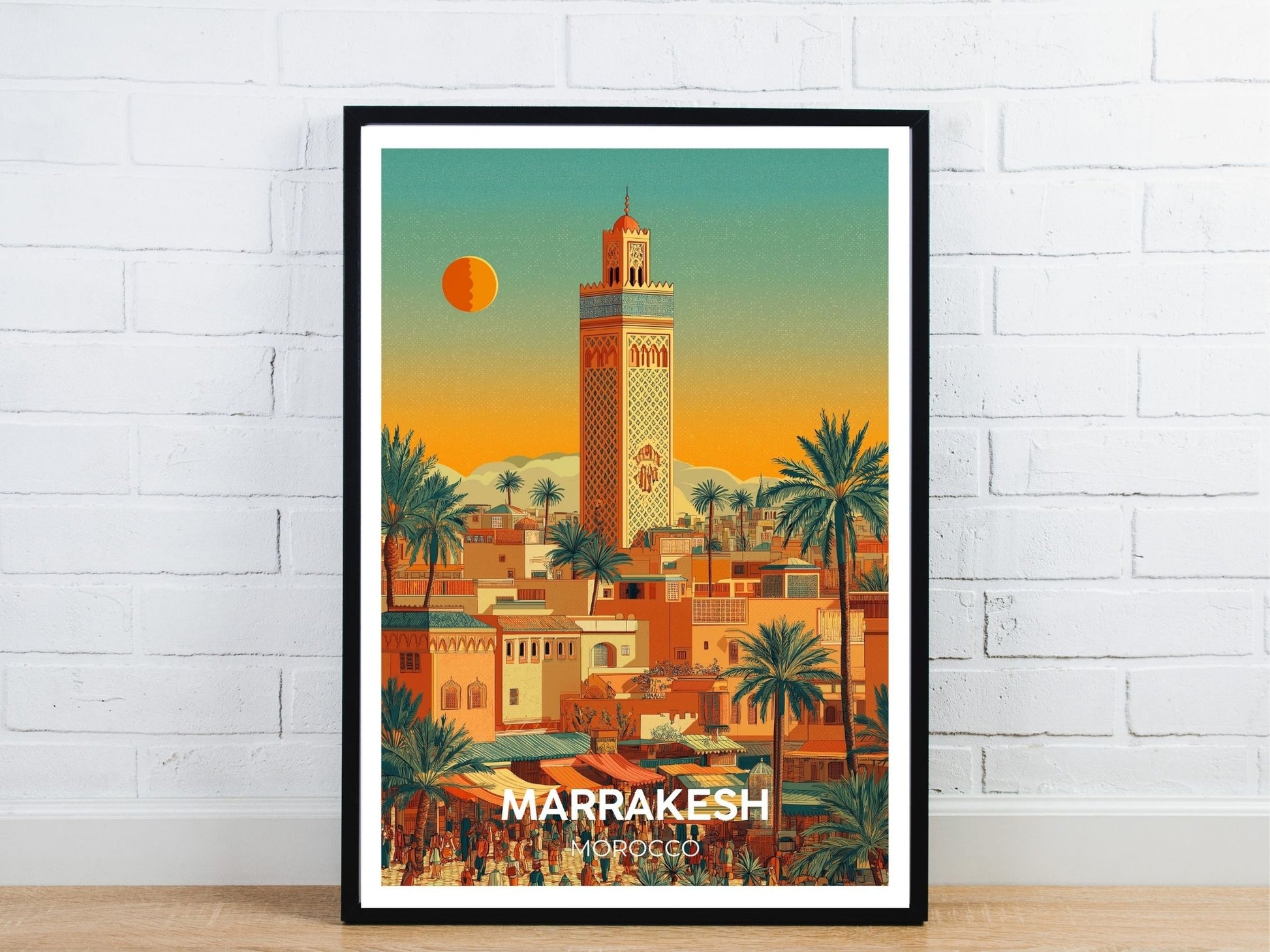 Minimal Marrakesh Morocco travel art poster – Atlas Prints