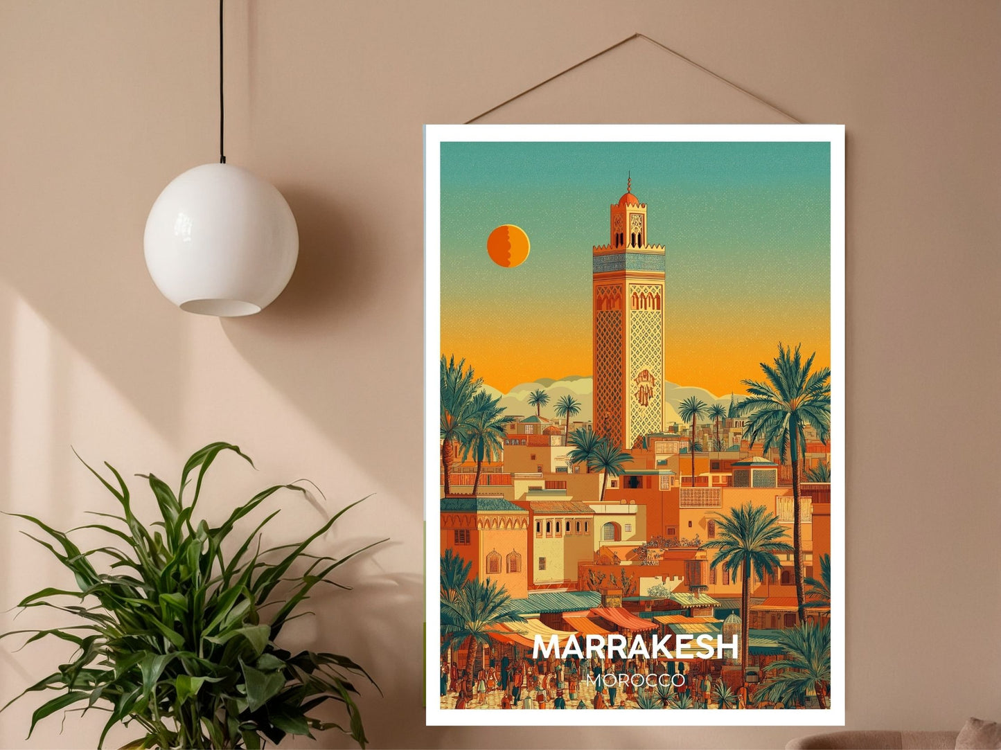 Close-up of Marrakesh Morocco travel poster matte texture – Atlas Prints