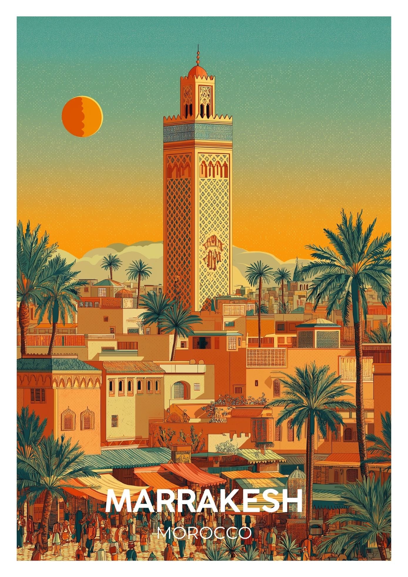 Vintage Marrakesh Morocco travel poster wall art print – Atlas Prints