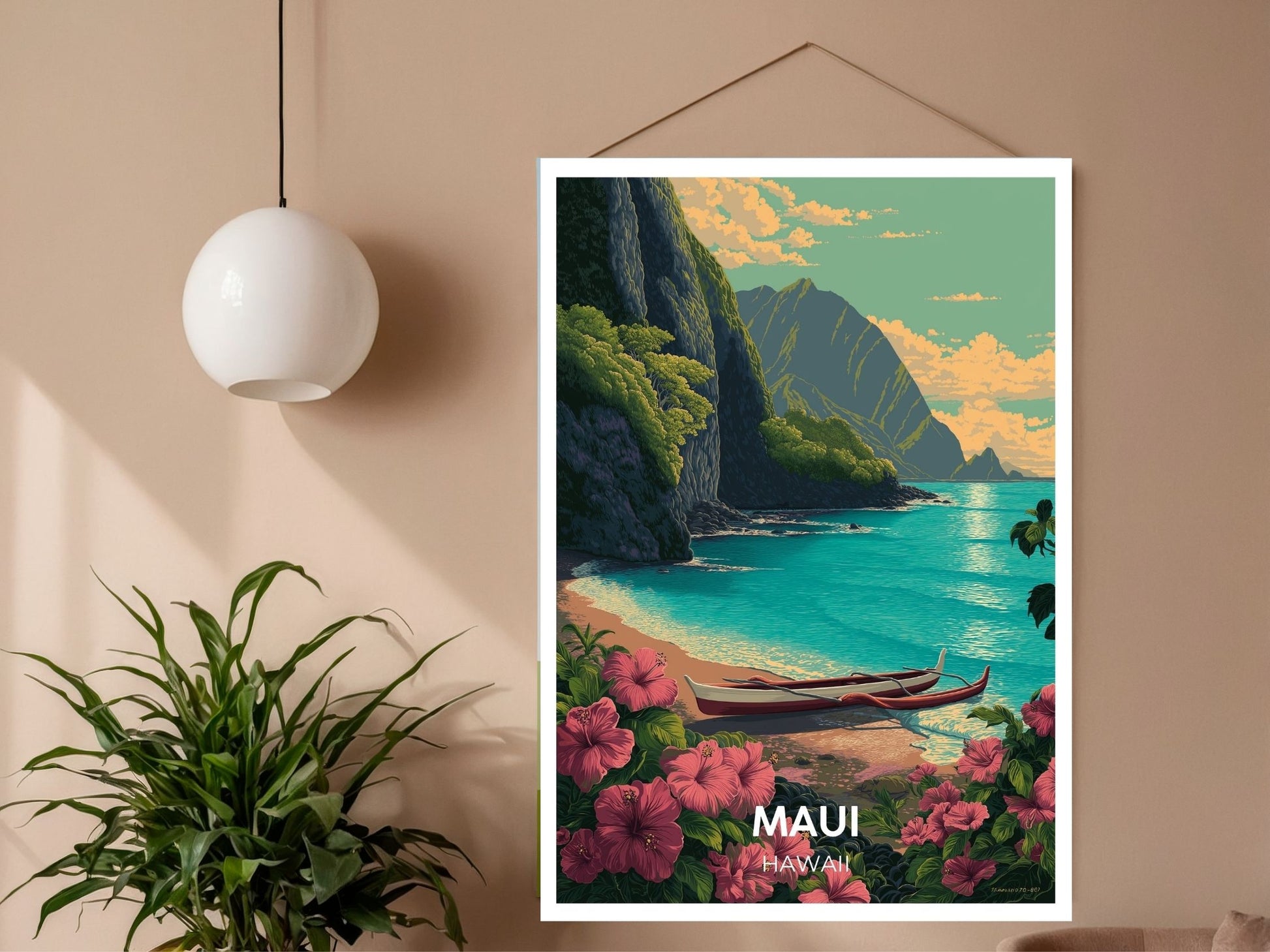 Close-up of Maui Hawaii travel poster matte texture – Atlas Prints