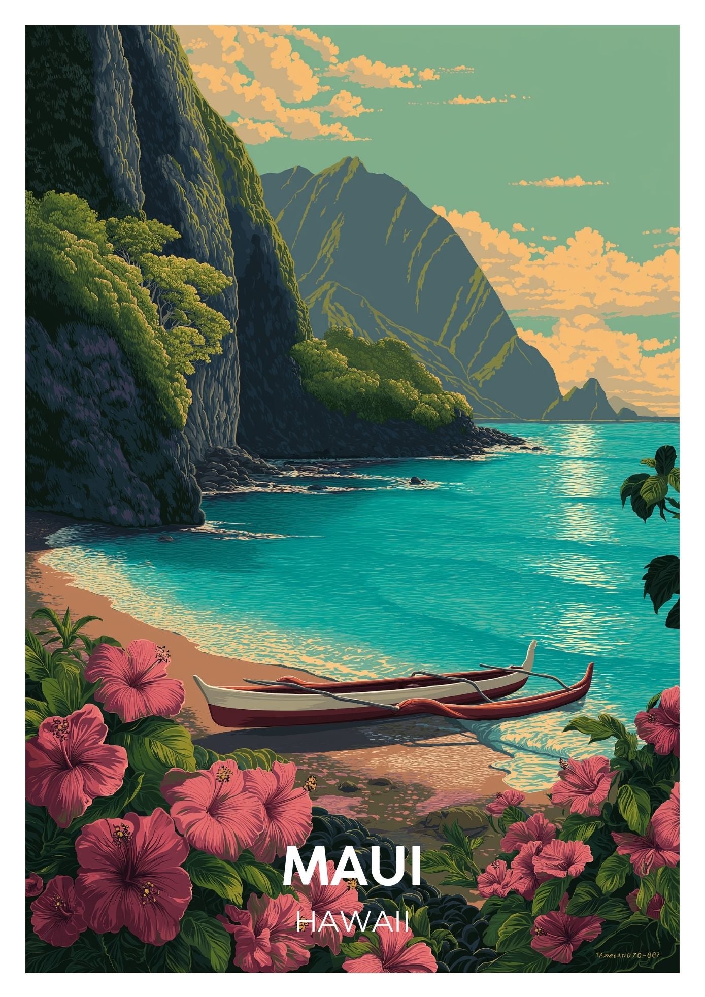 Vintage Maui Hawaii travel poster wall art print – Atlas Prints