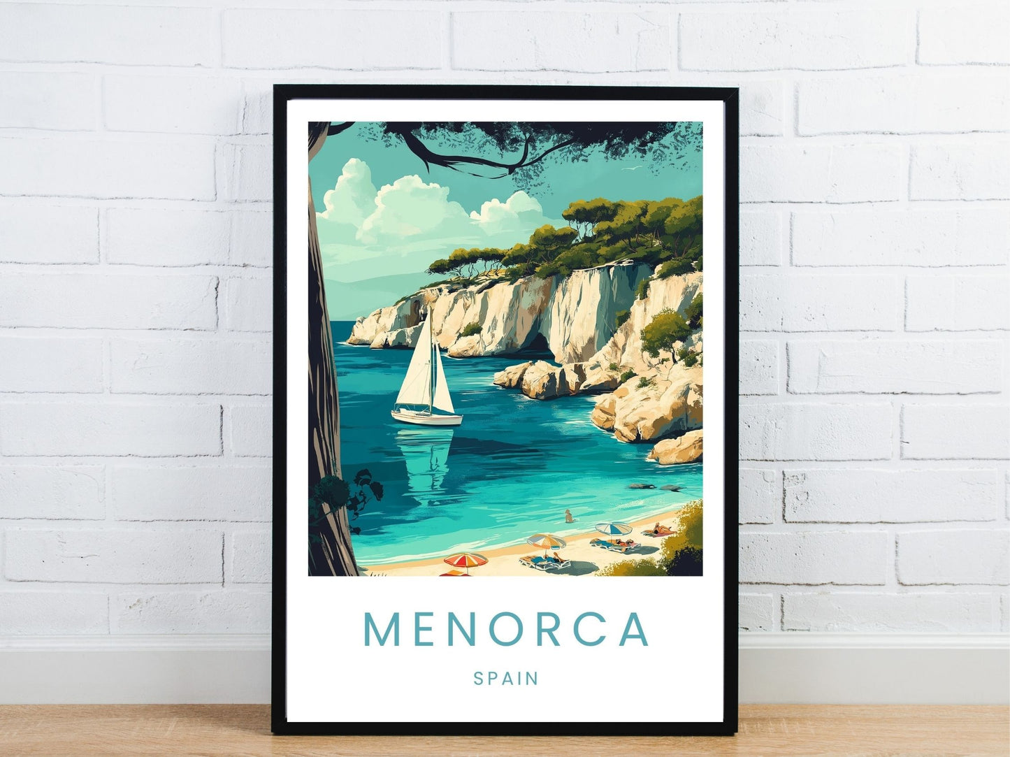 Minimal Menorca Balleric Islands travel art poster – Atlas Prints