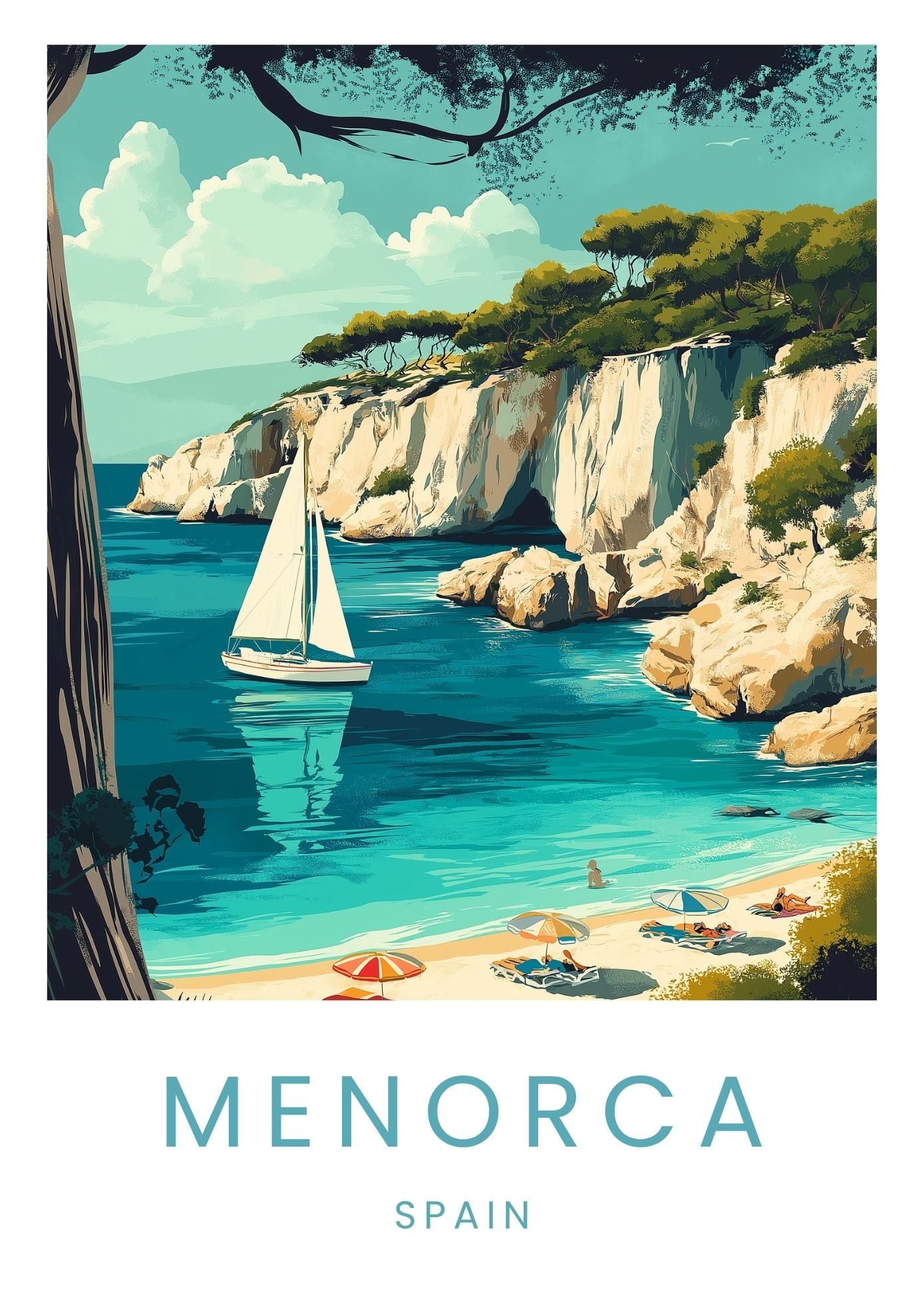 Vintage Menorca Balleric Islands travel poster wall art print – Atlas Prints
