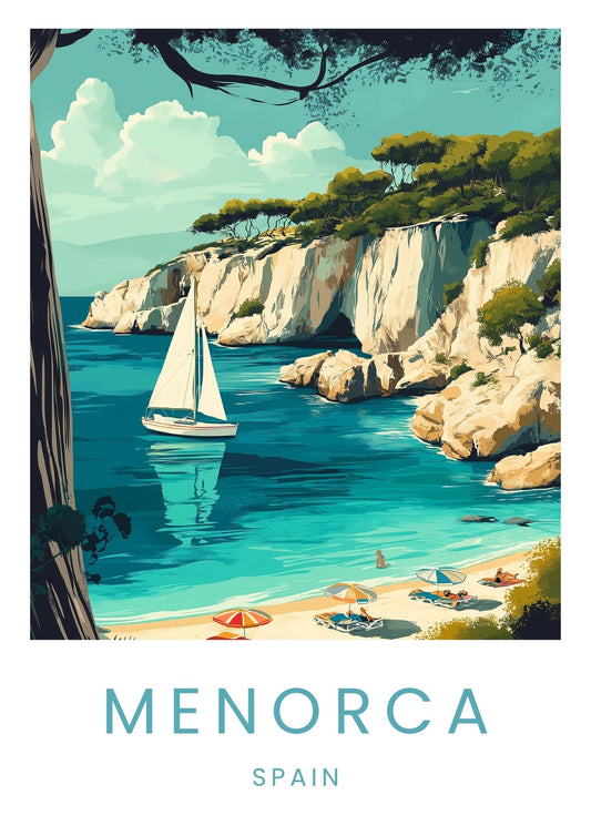 Vintage Menorca Balleric Islands travel poster wall art print – Atlas Prints