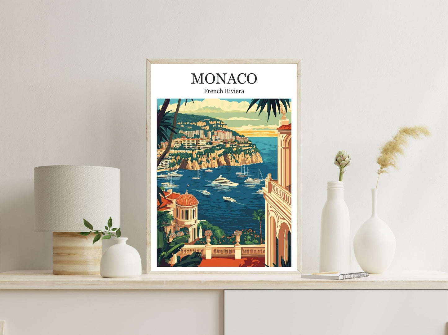 Monaco wall art print displayed in bedroom – Atlas Prints