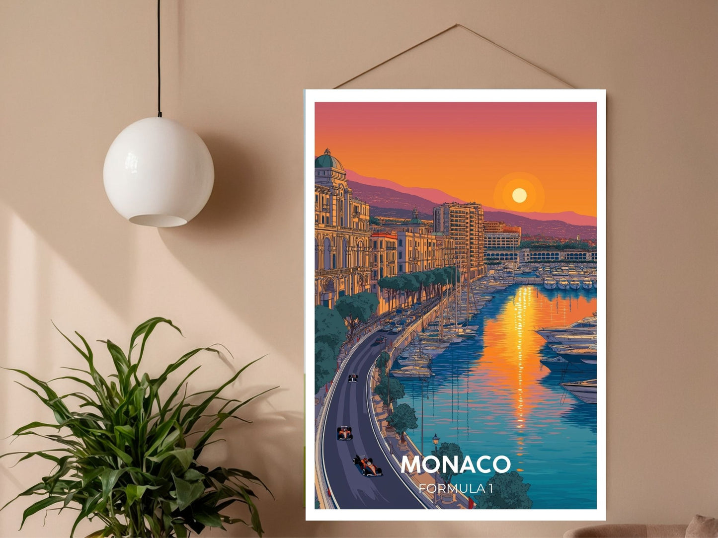 Close-up of Monaco Formula 1 travel poster matte texture – Atlas Prints