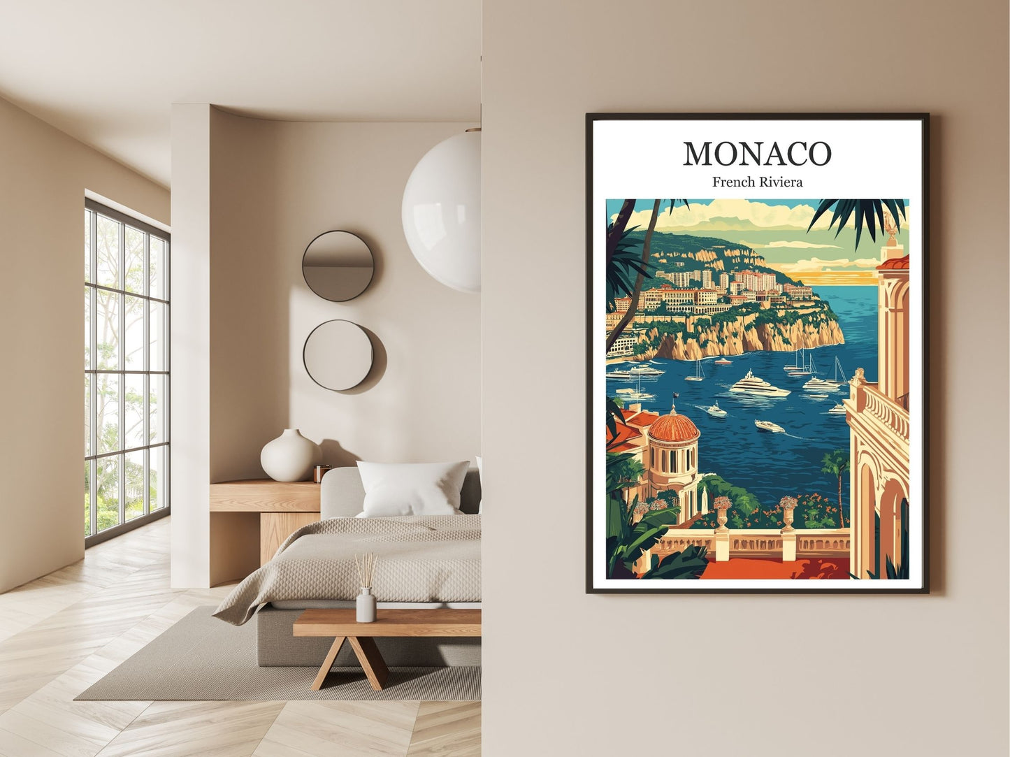 Gallery wall display of Monaco travel poster – Atlas Prints