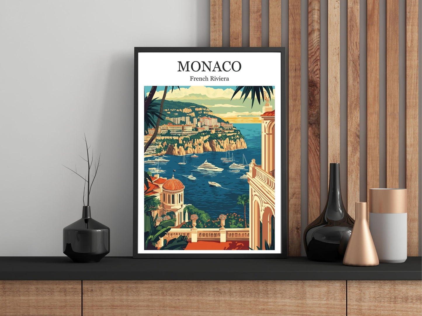Close-up of Monaco travel poster matte texture – Atlas Prints
