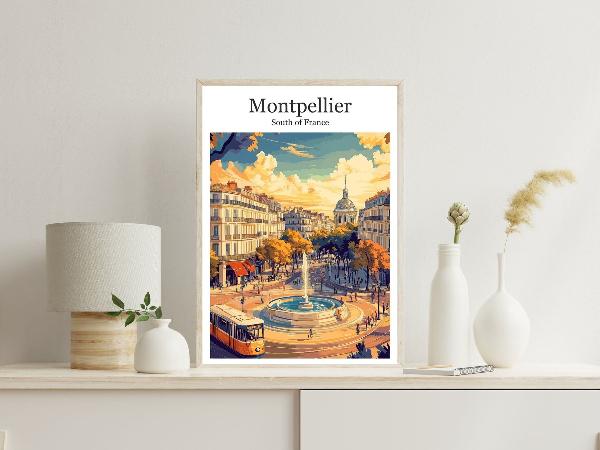 Montpellier wall art print displayed in bedroom – Atlas Prints