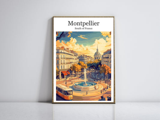 Montpellier framed vintage travel poster – Atlas Prints