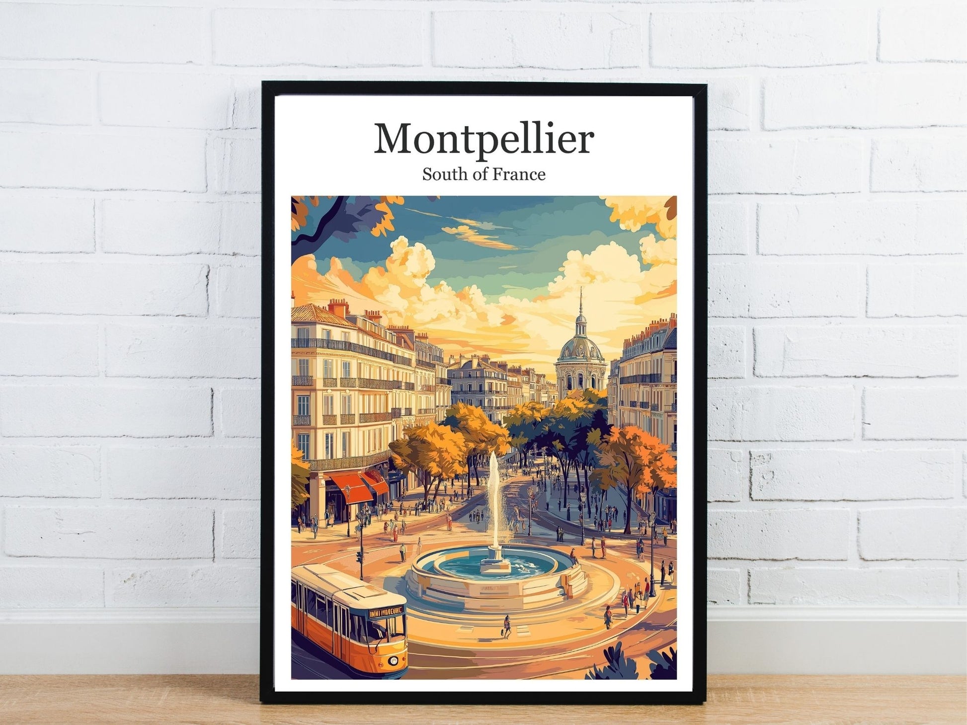 Minimal Montpellier travel art poster – Atlas Prints