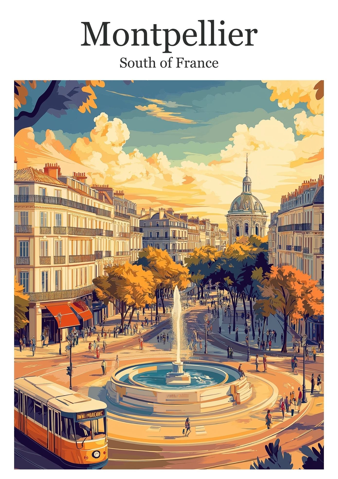 Vintage Montpellier travel poster wall art print – Atlas Prints