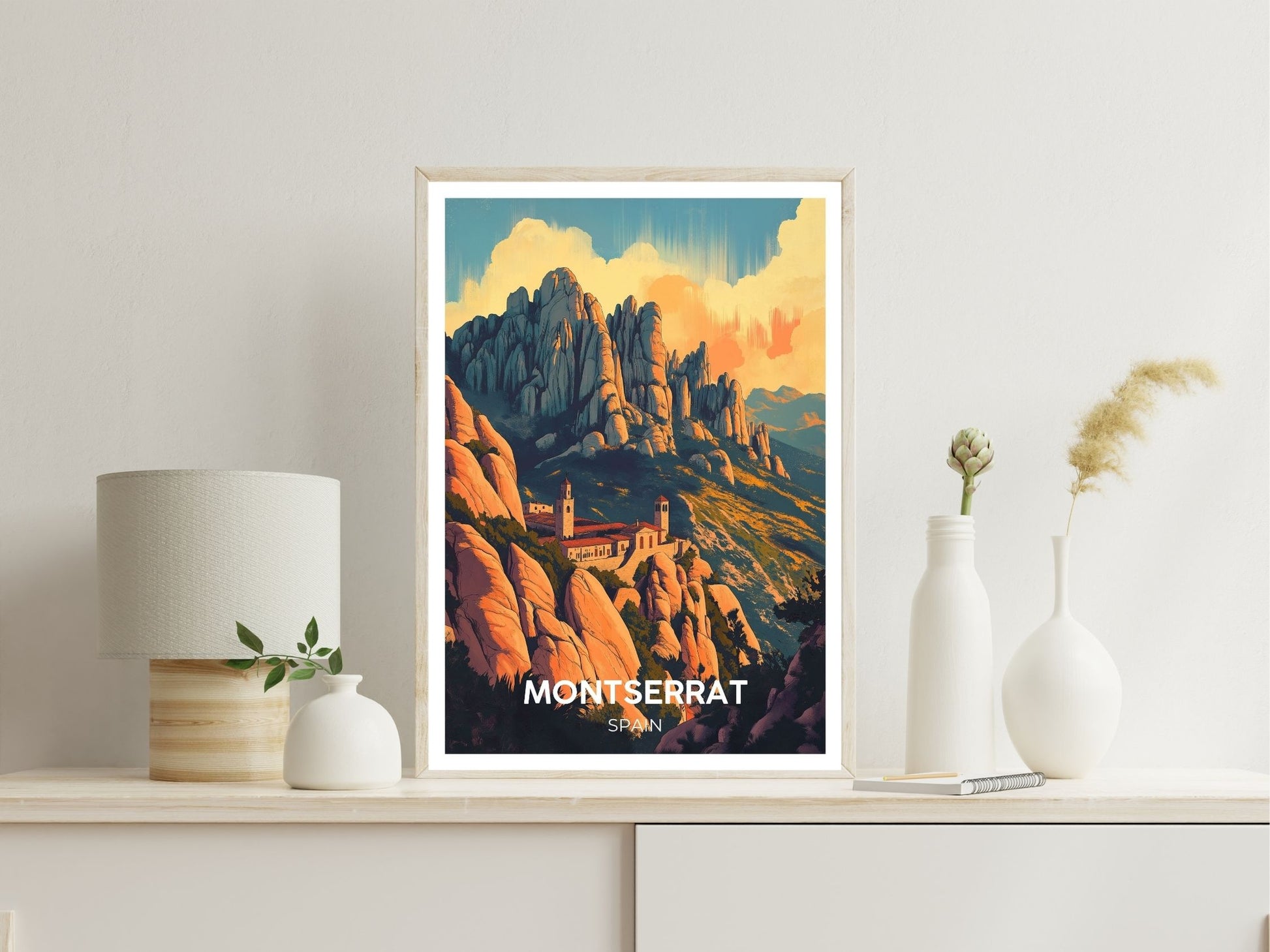 Montserrat wall art print displayed in bedroom – Atlas Prints