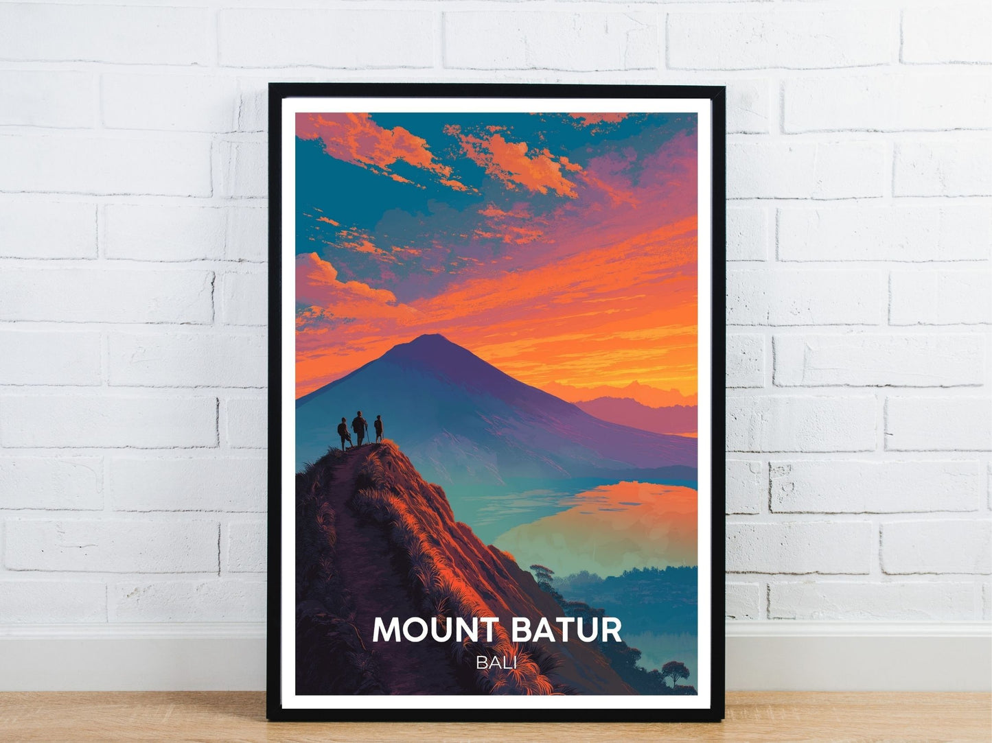 Minimal Mount Batur Bali travel art poster – Atlas Prints