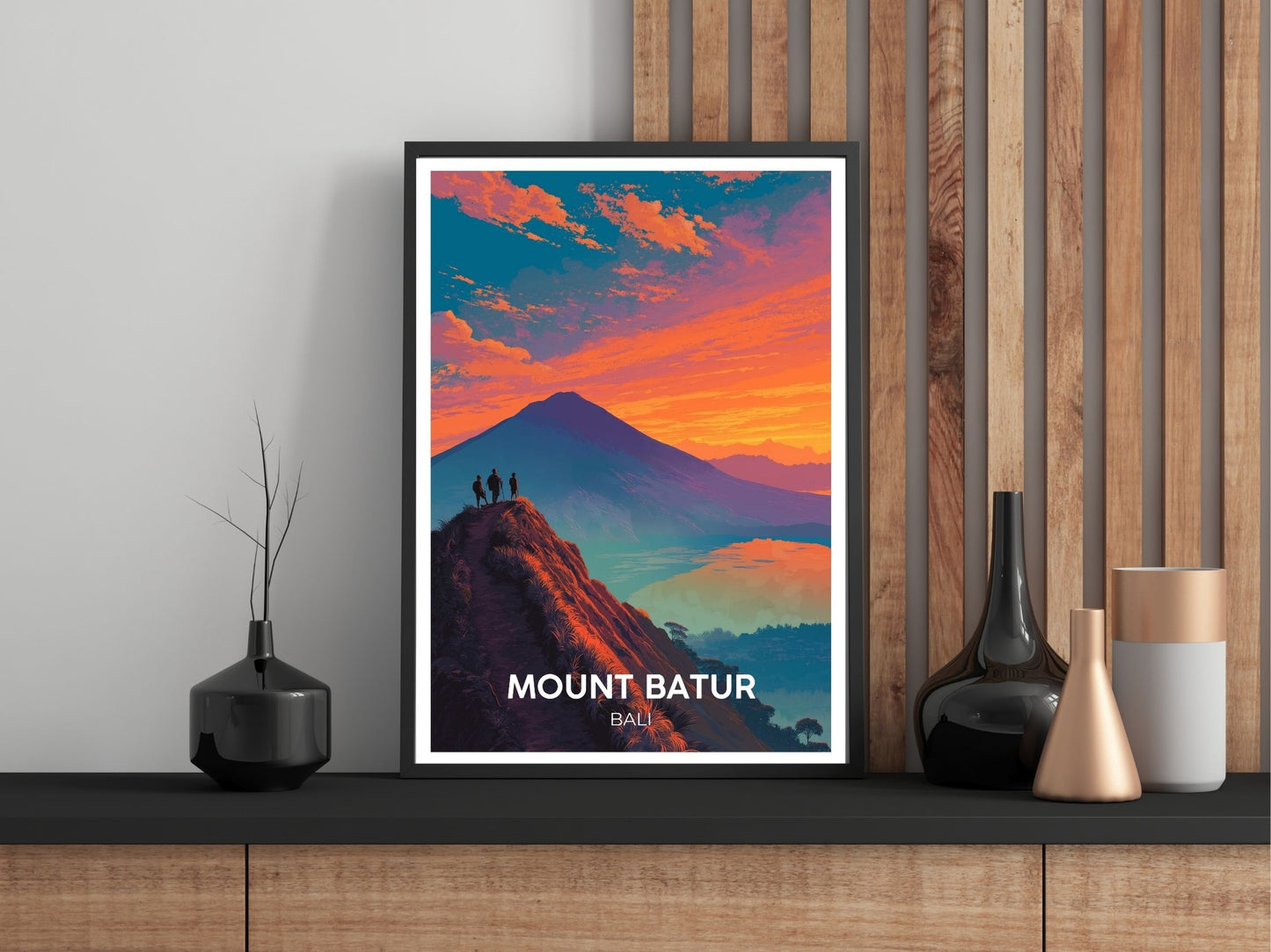 Close-up of Mount Batur Bali travel poster matte texture – Atlas Prints