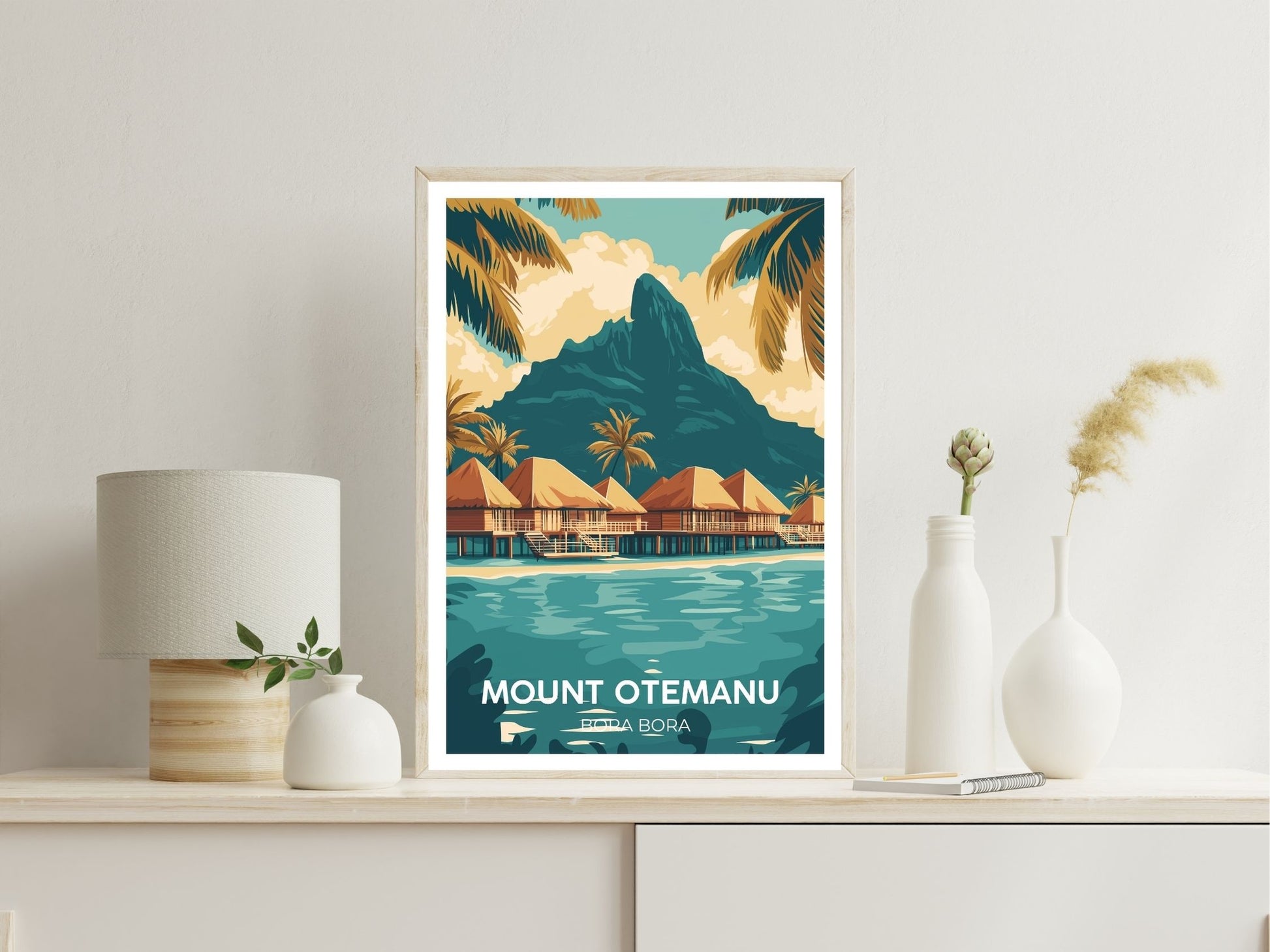 Mount Otemanu Bora Bora wall art print displayed in bedroom – Atlas Prints