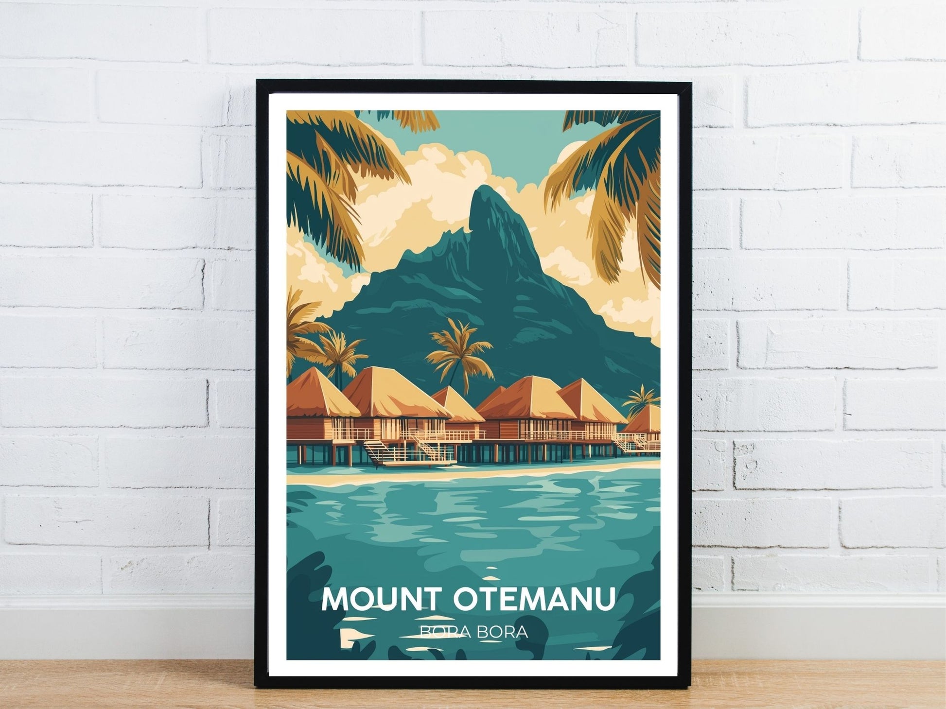 Minimal Mount Otemanu Bora Bora travel art poster – Atlas Prints