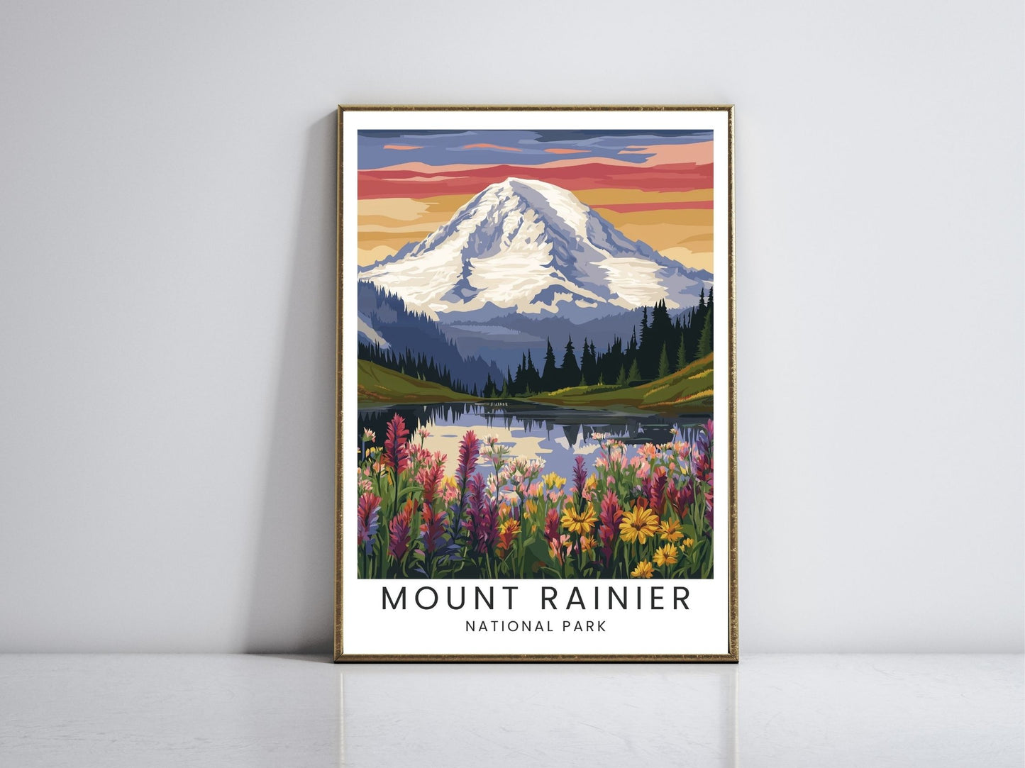 Mount Rainier National Park framed vintage travel poster – Atlas Prints