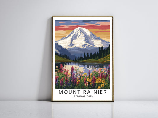 Mount Rainier National Park framed vintage travel poster – Atlas Prints