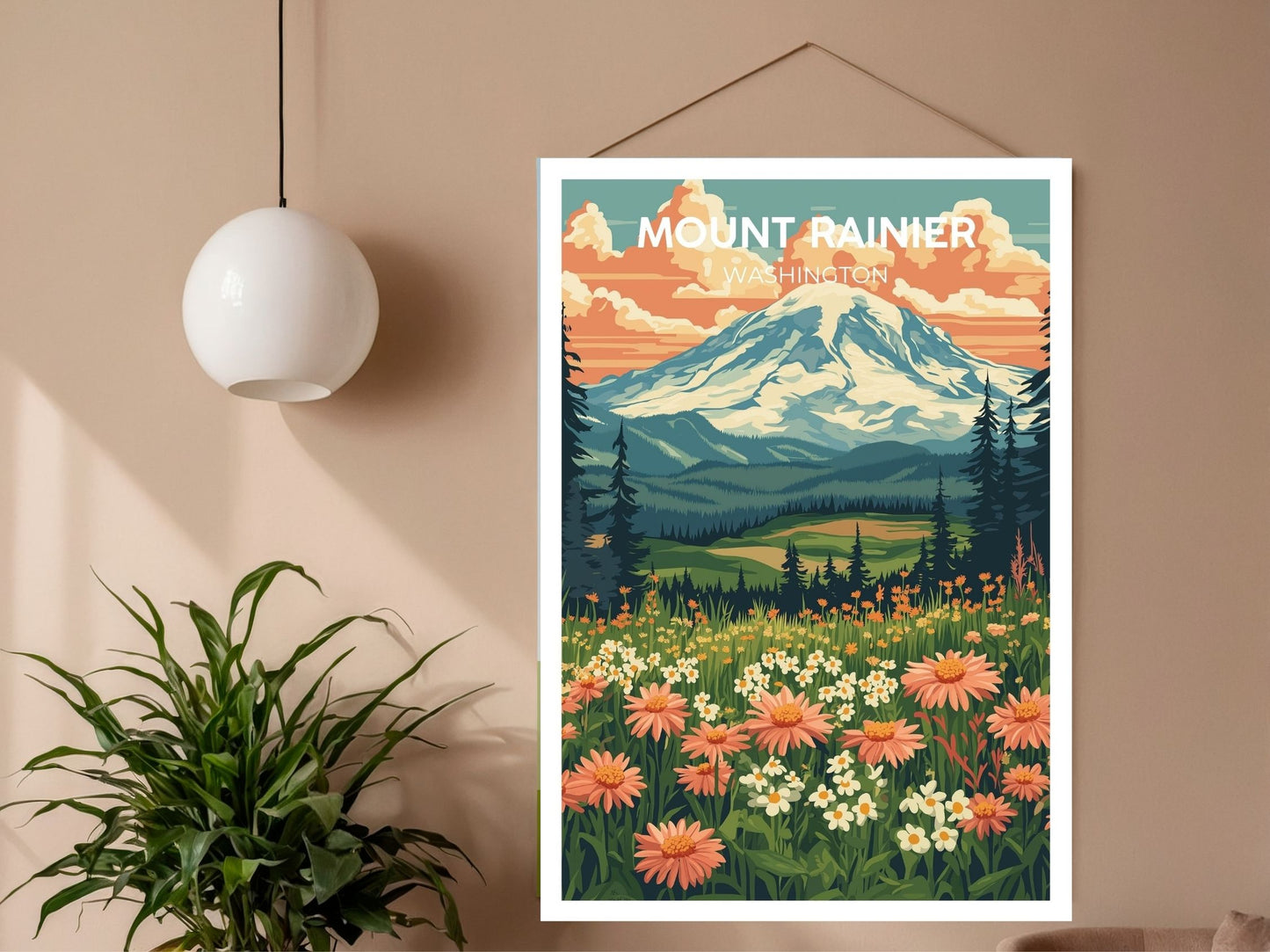 Close-up of Mount Rainier travel poster matte texture – Atlas Prints