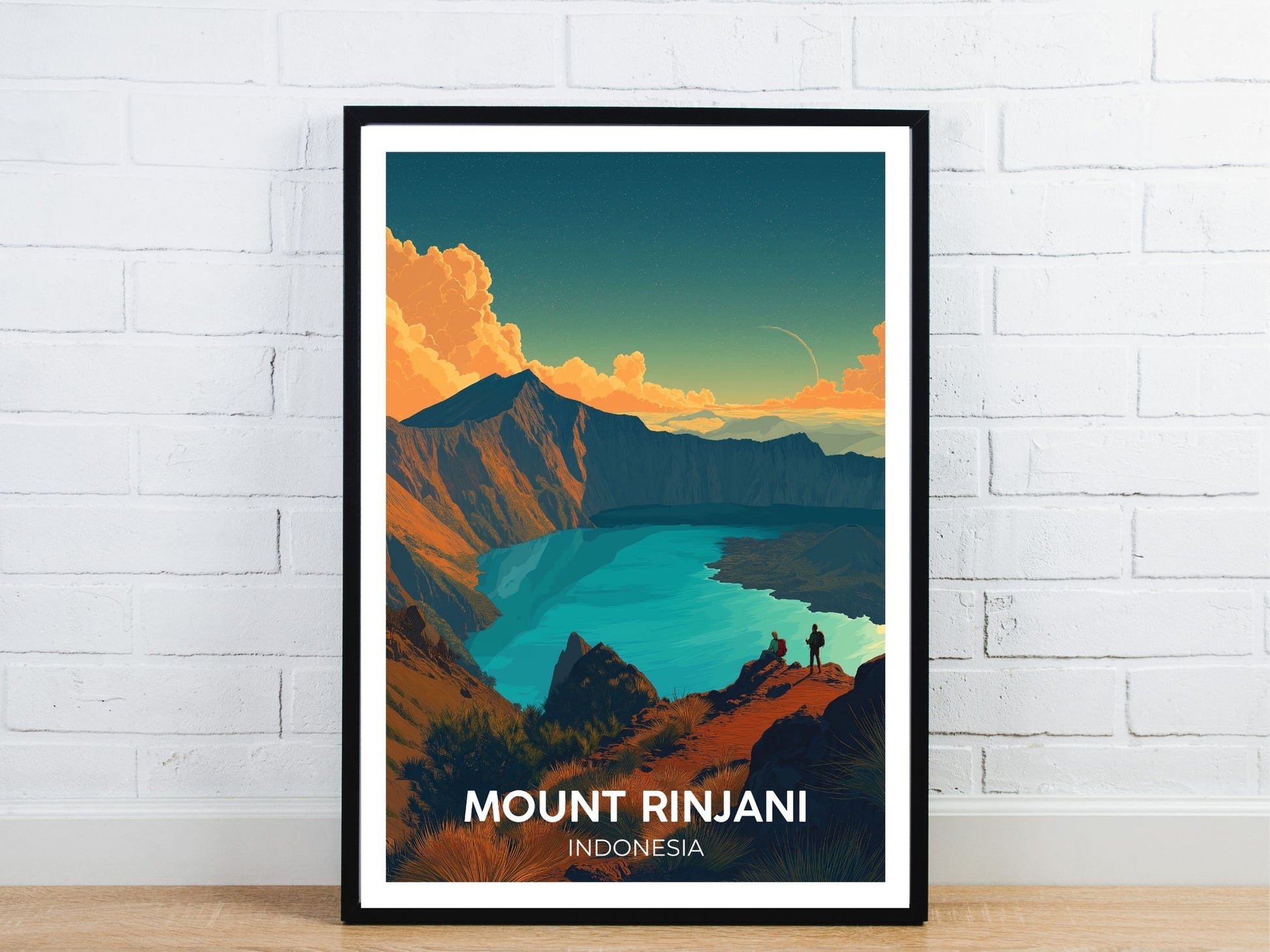 Minimal Mount Rinjani travel art poster – Atlas Prints