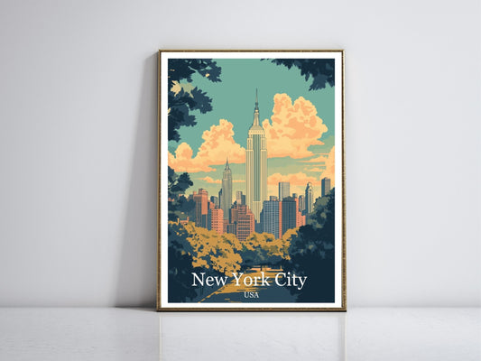 Vintage New York City travel poster wall art print – Atlas Prints