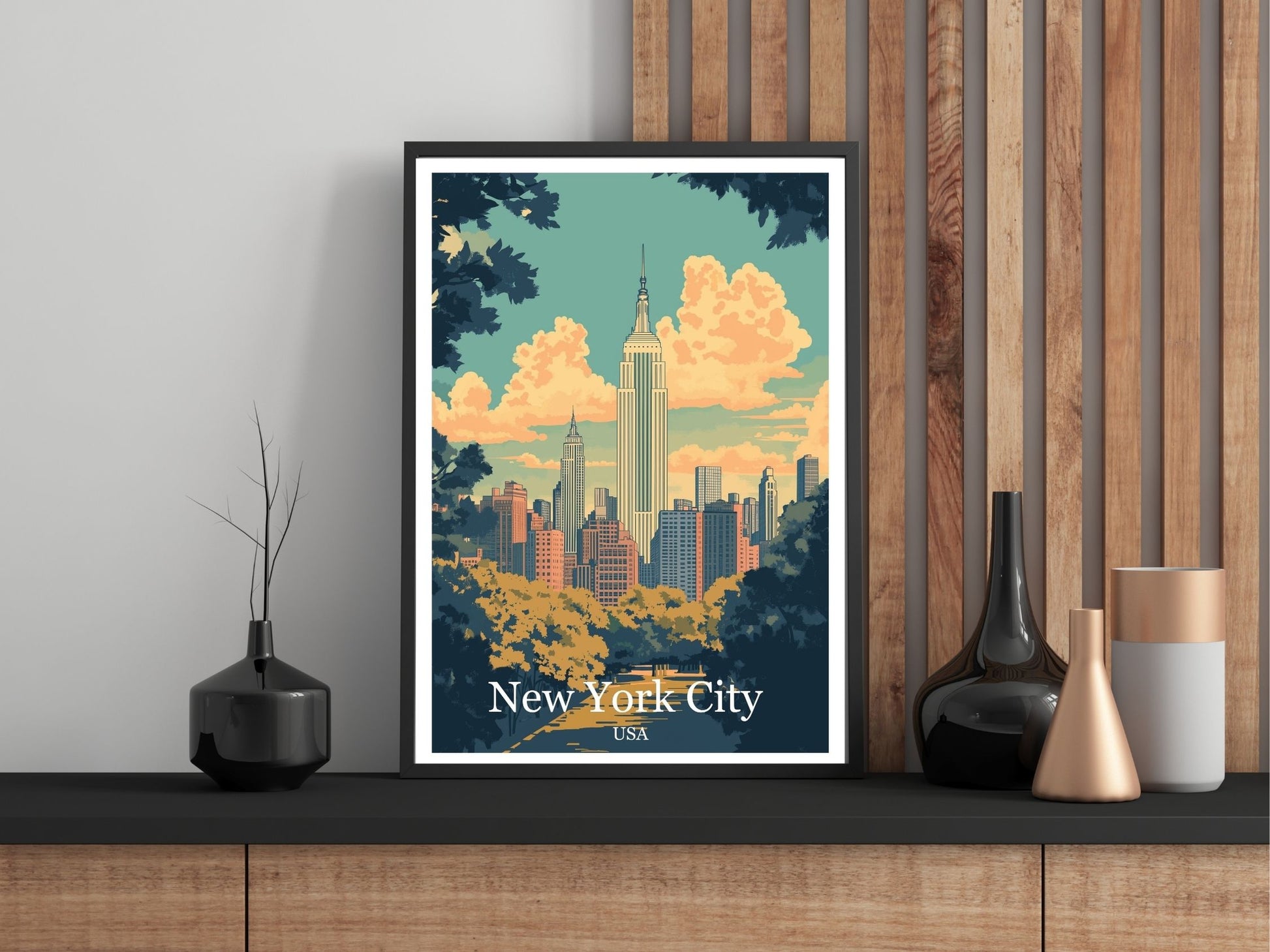 Close-up of New York City travel poster matte texture – Atlas Prints